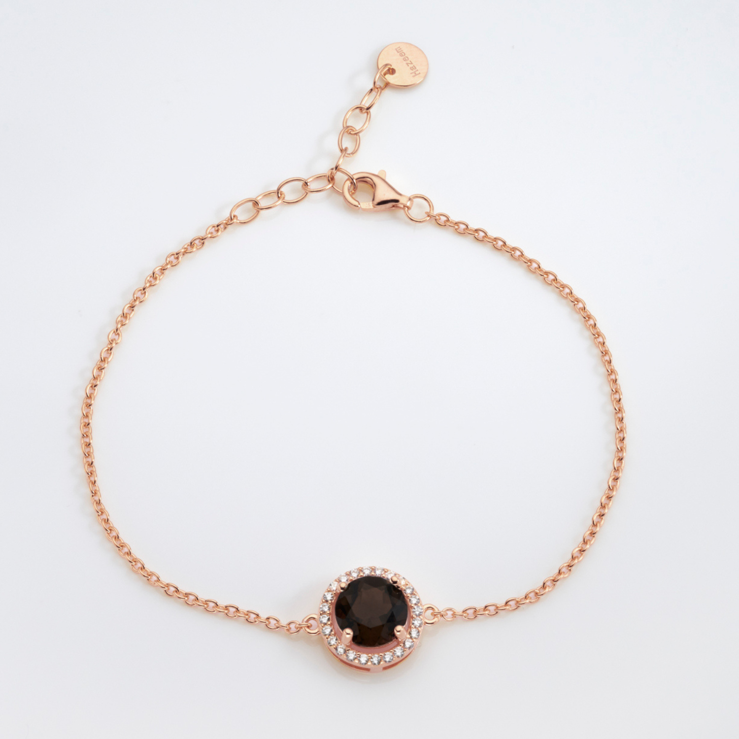 18k rose gold plate 925 sterling silver smoky quartz gemstone bracelet