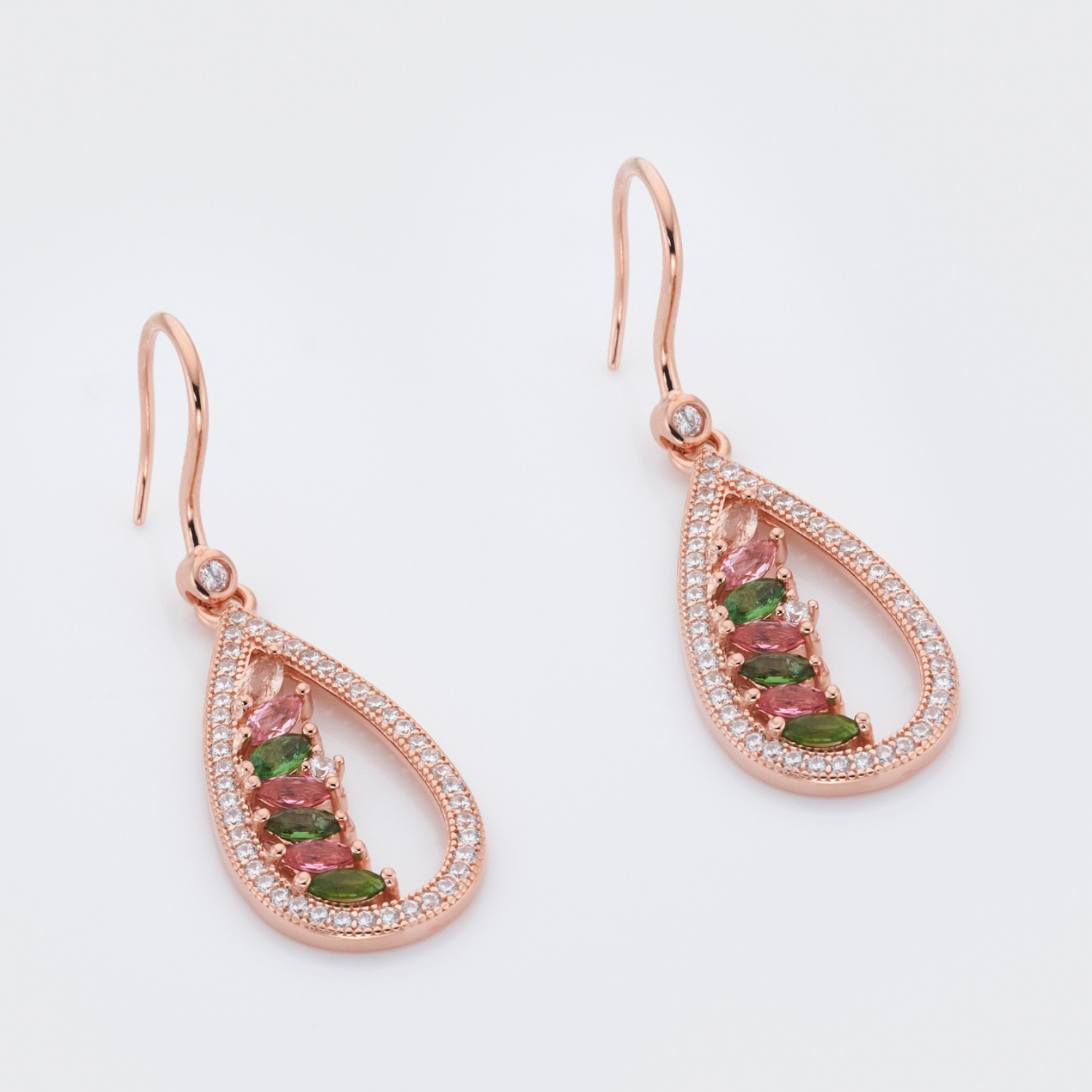 18k rose gold 925 sterling silver tourmaline earrings