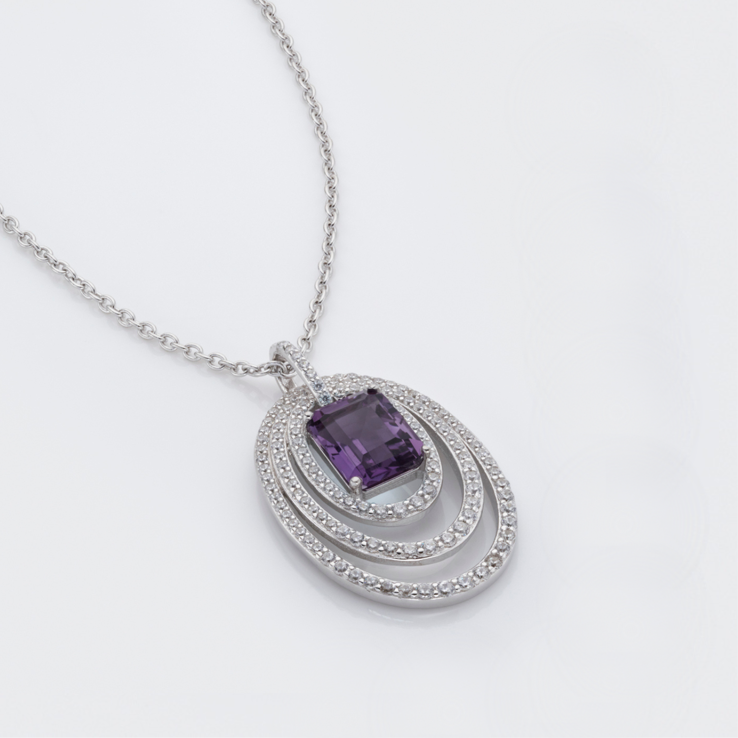 925 sterling silver amethyst statement necklace