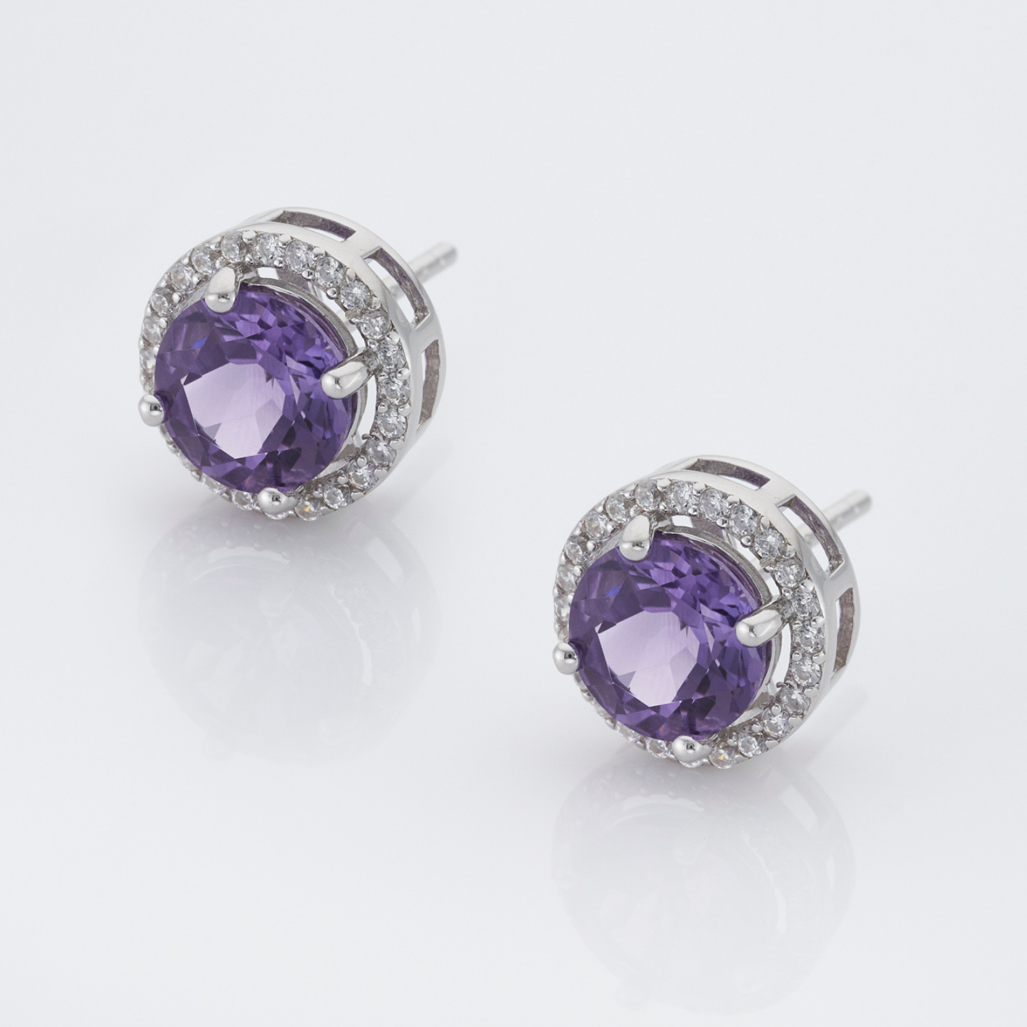 925 sterling silver amethyst stud earrings
