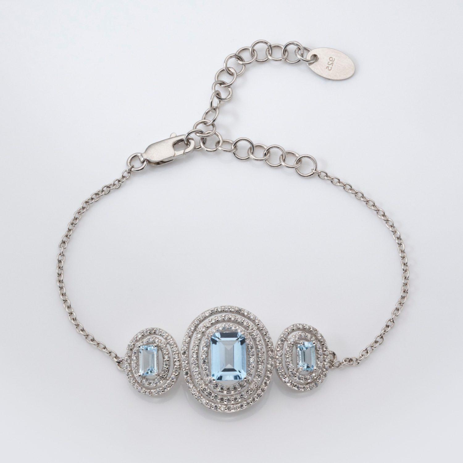 925 sterling silver blue topaz statement bracelet
