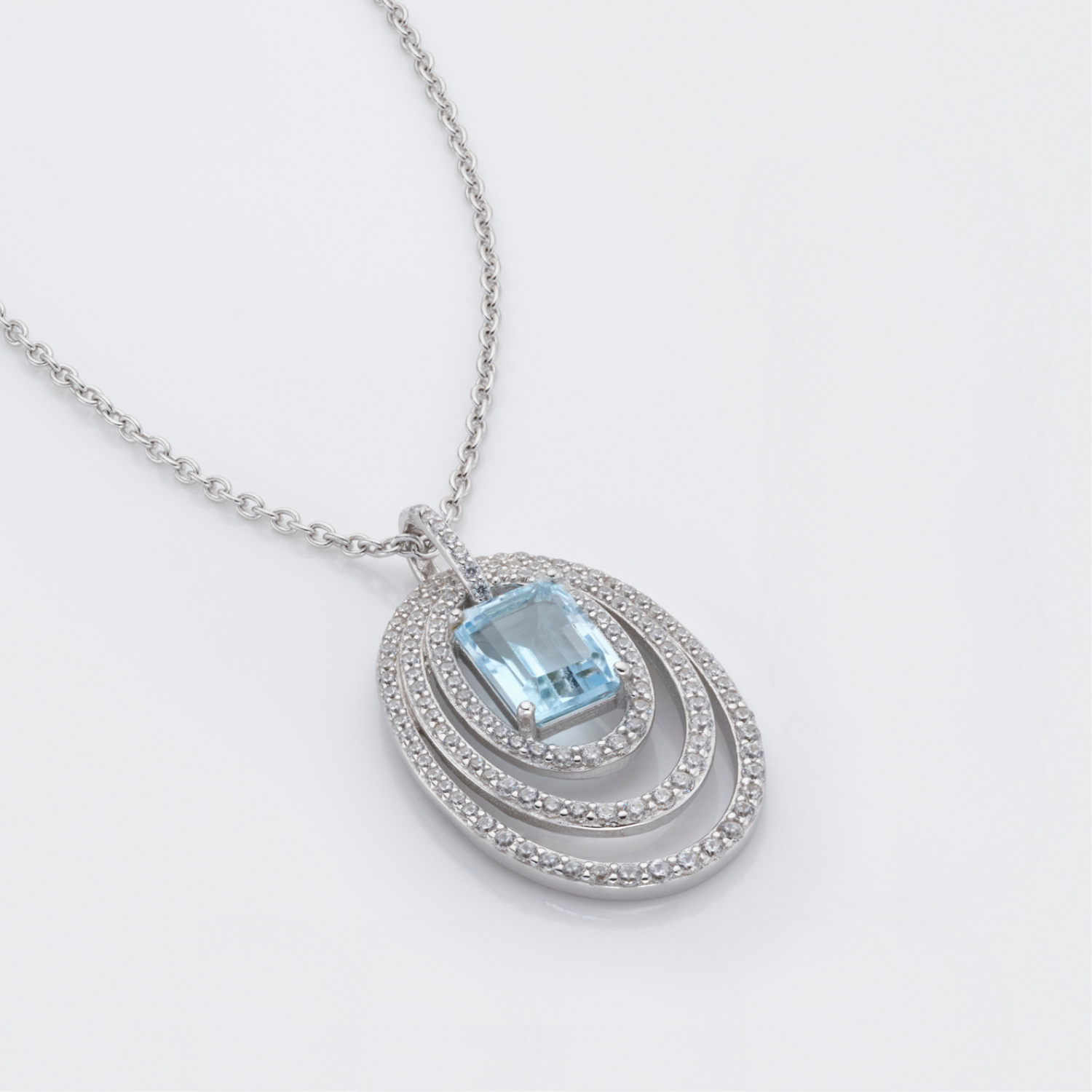 925 sterling silver blue topaz statement necklace