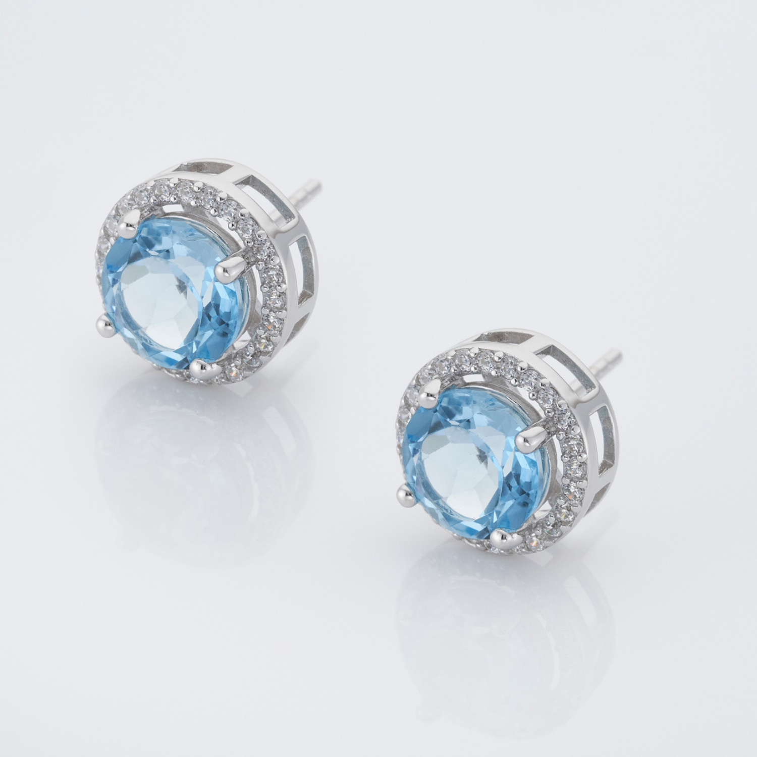 925 sterling silver blue topaz stud earrings