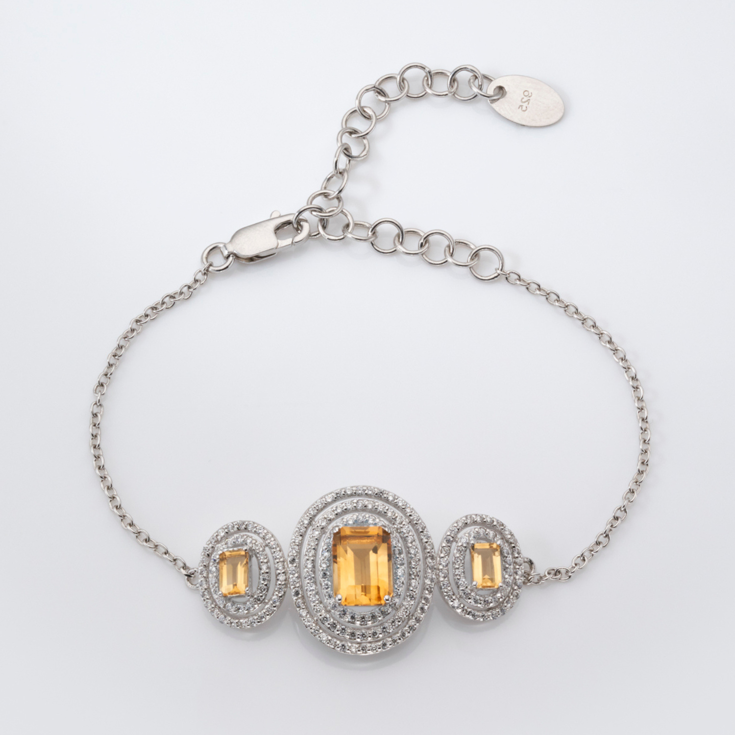 925 sterling silver citrine statement bracelet