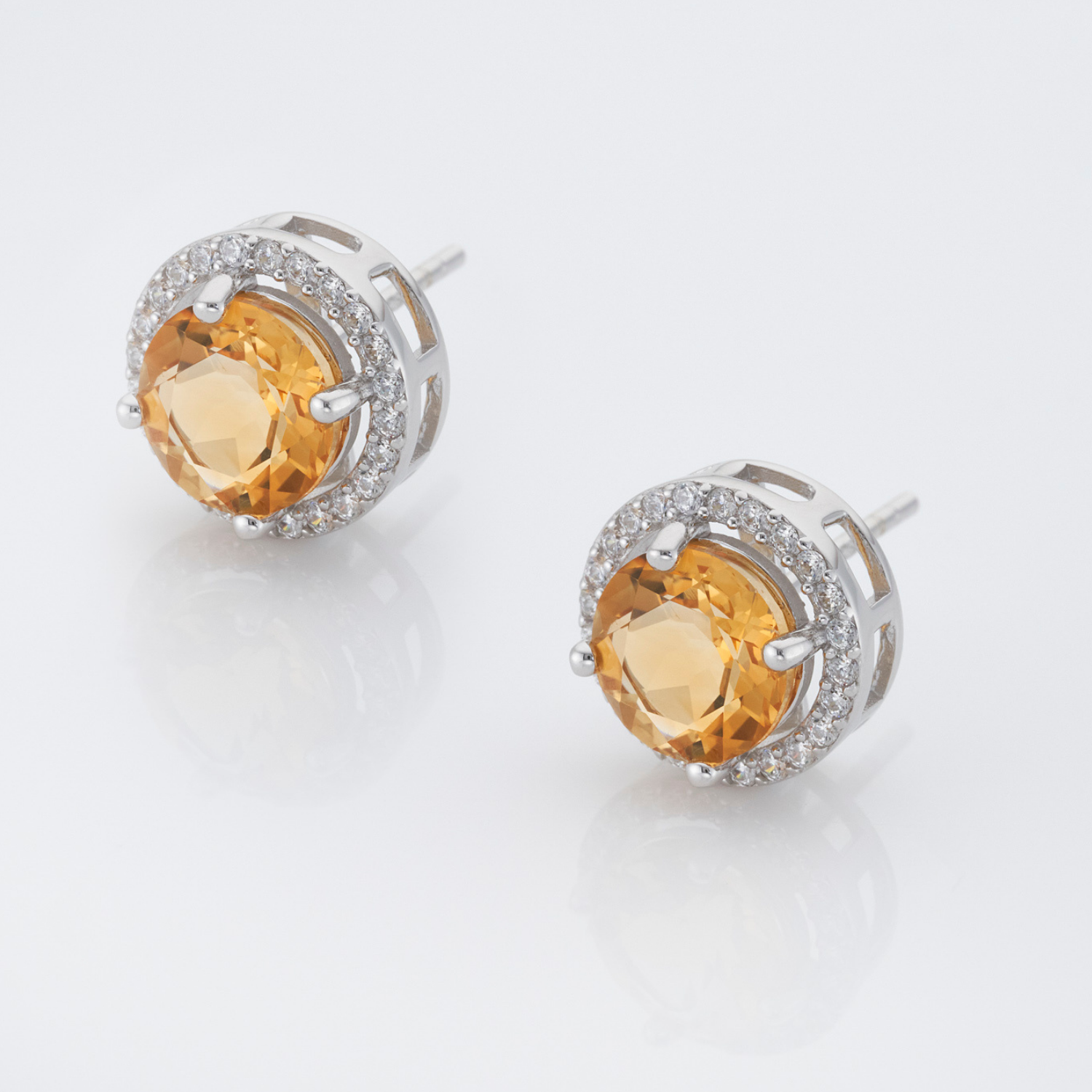 925 sterling silver round citrine stud earrings