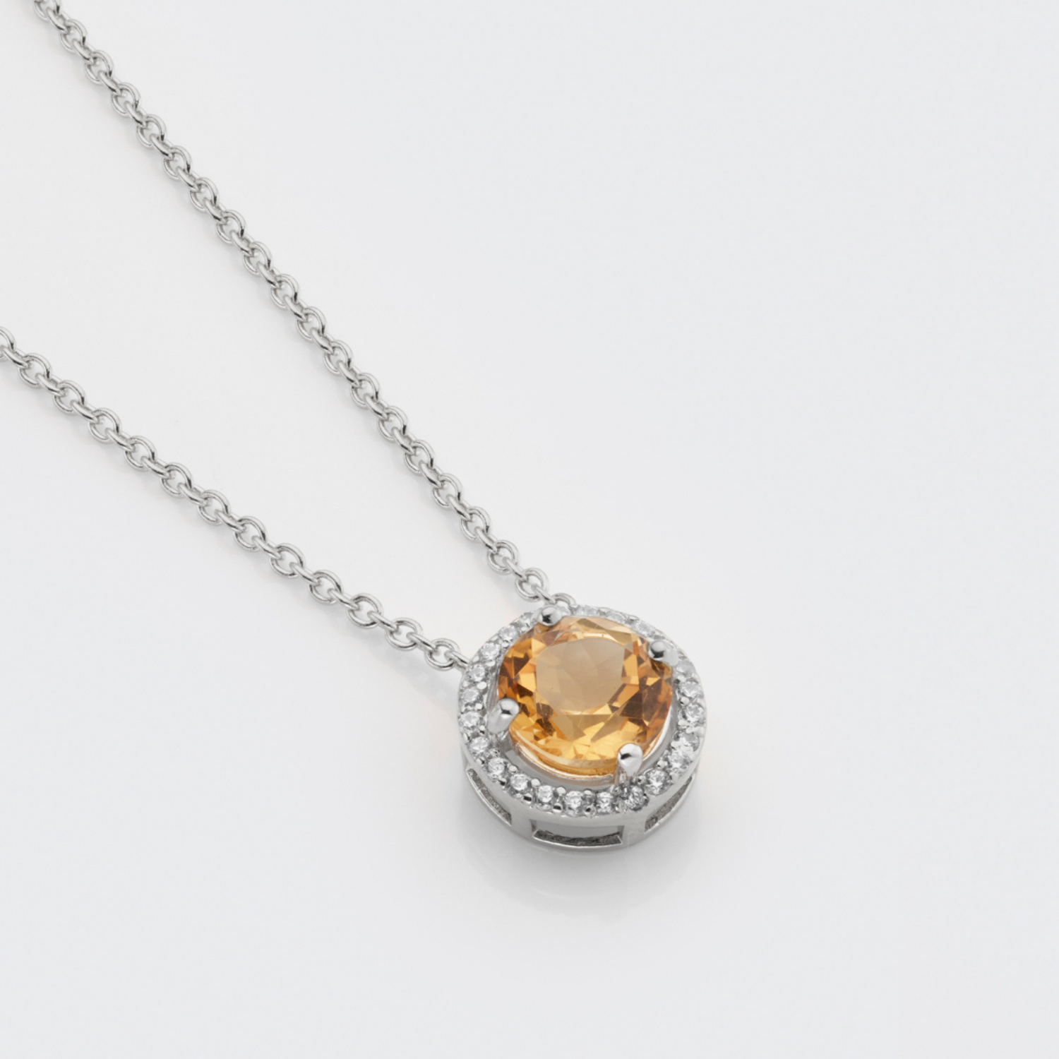925 sterling silver round citrine necklace