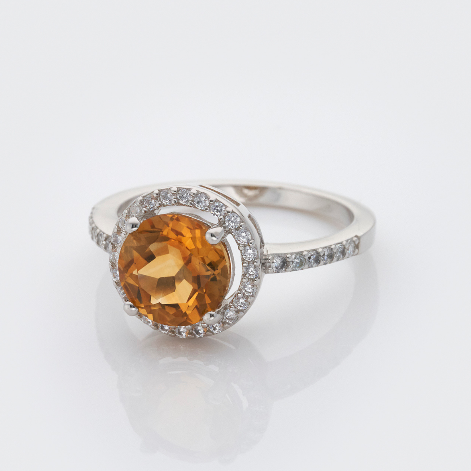 925 sterling silver round citrine ring