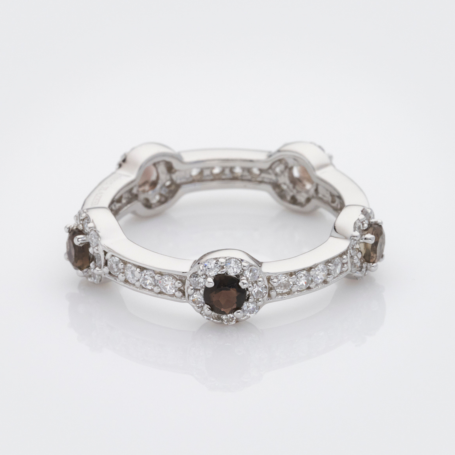 925 sterling silver smoky quartz stacking stone ring