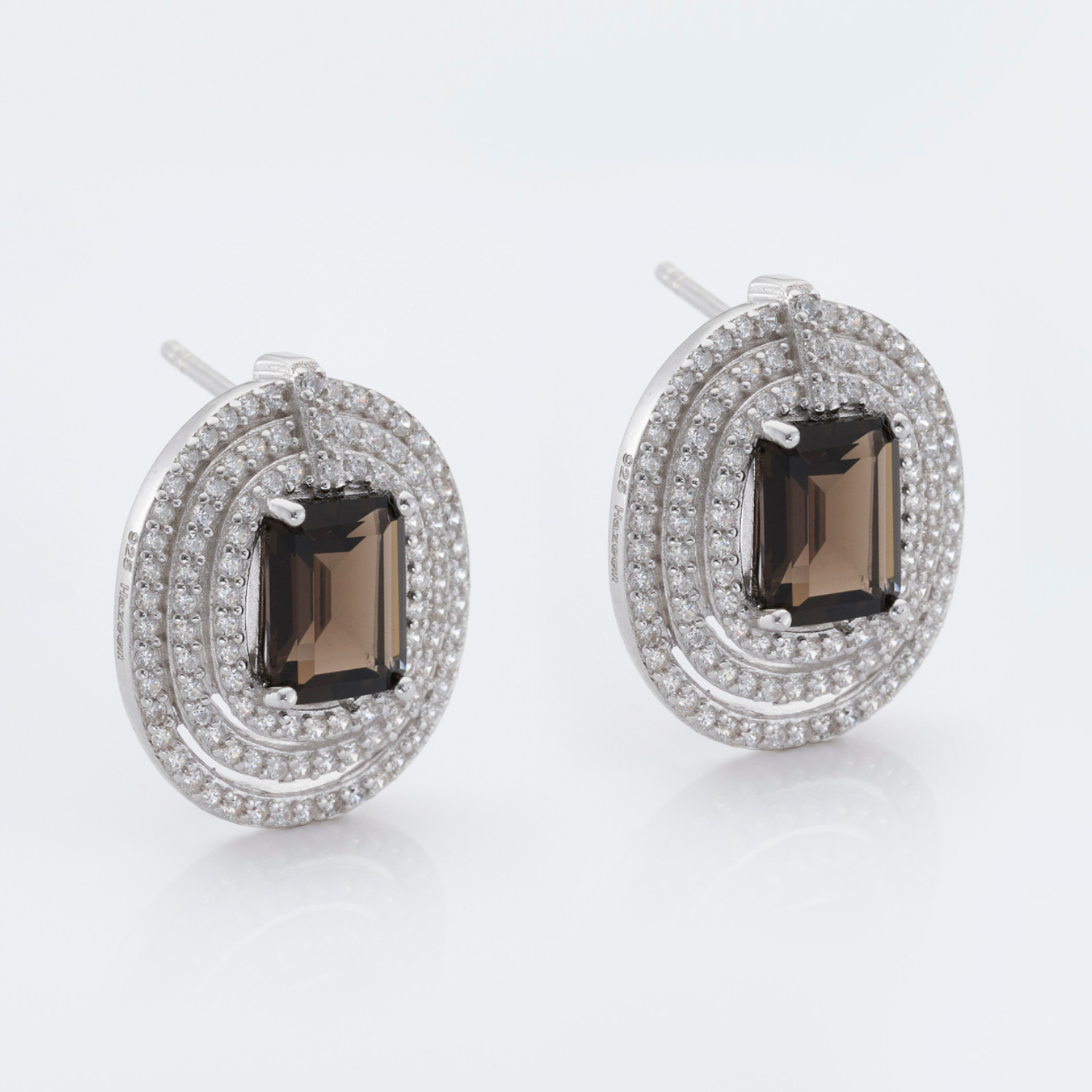 925 sterling silver smoky quartz statement earrings