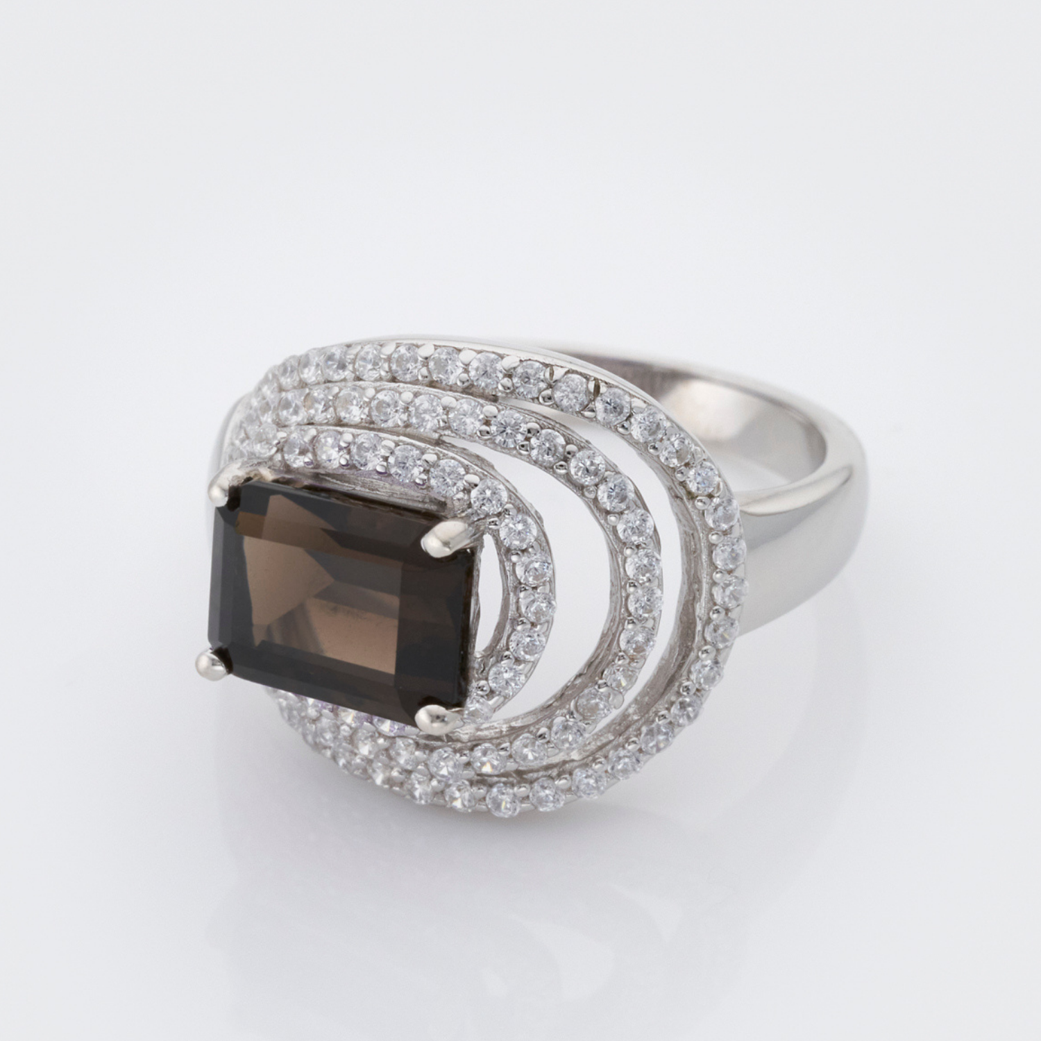 925 sterling silver smoky quartz statement ring