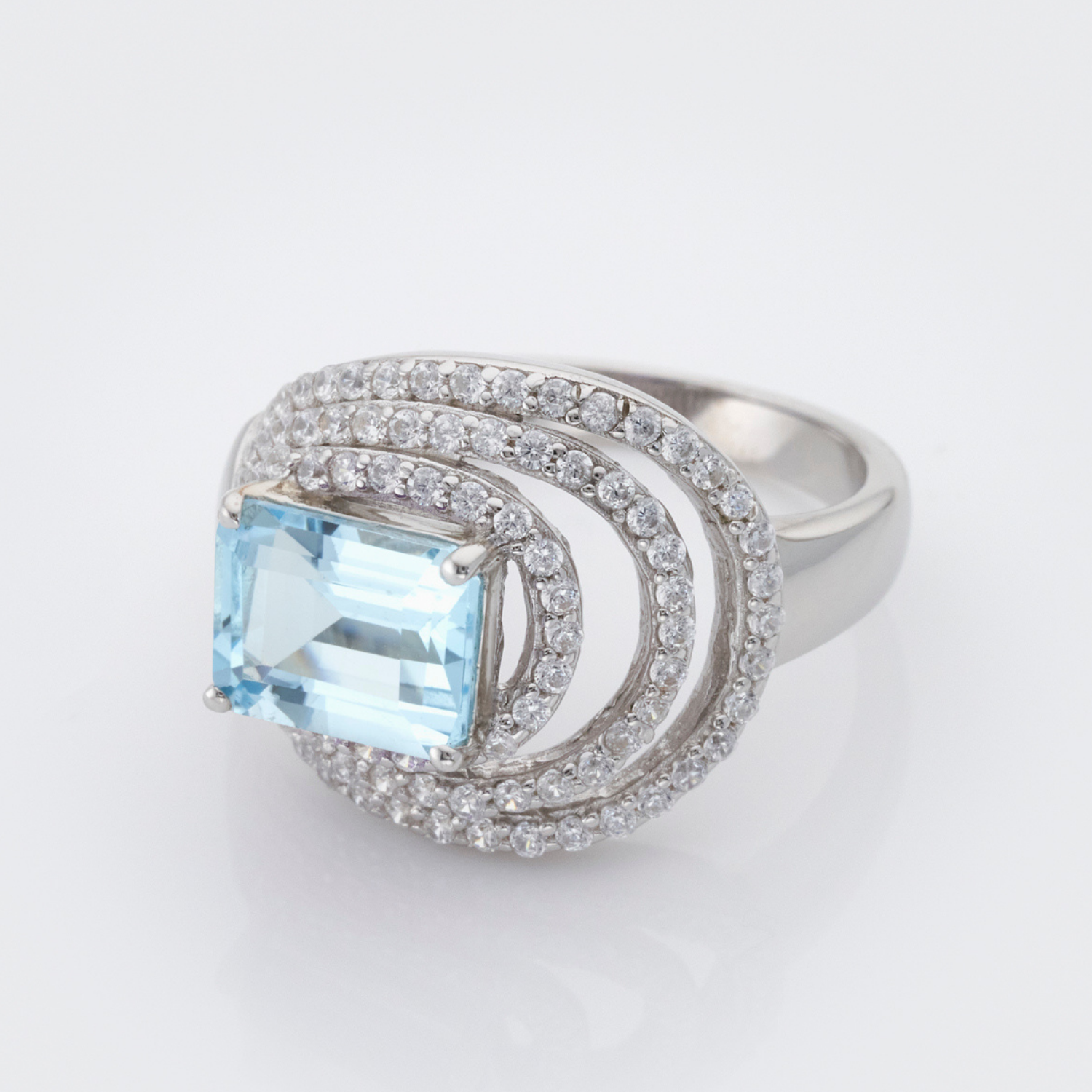 925 sterling silver statement blue topaz ring
