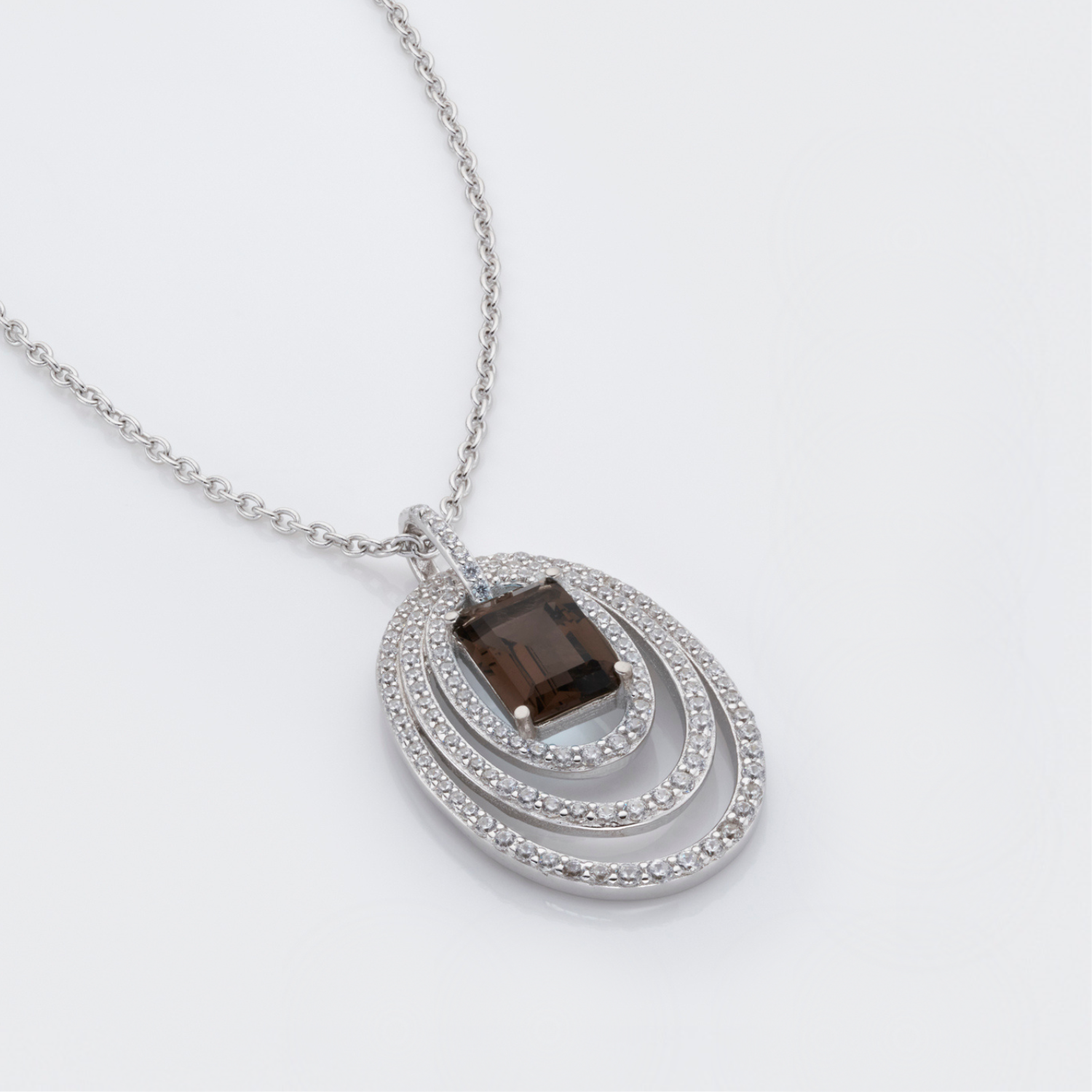 925 sterling silver smoky quartz statement necklace
