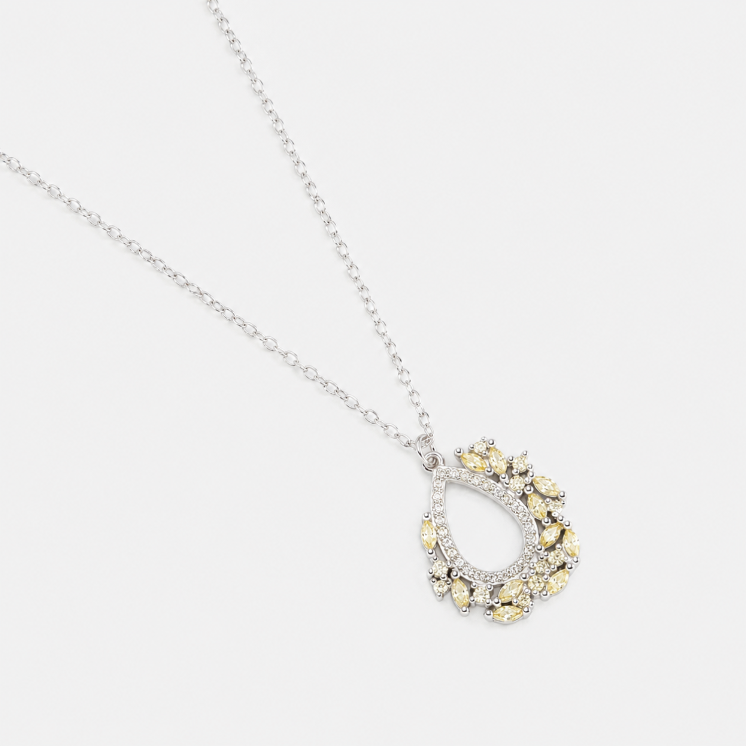 925 sterling silver yellow cubic zirconia necklace