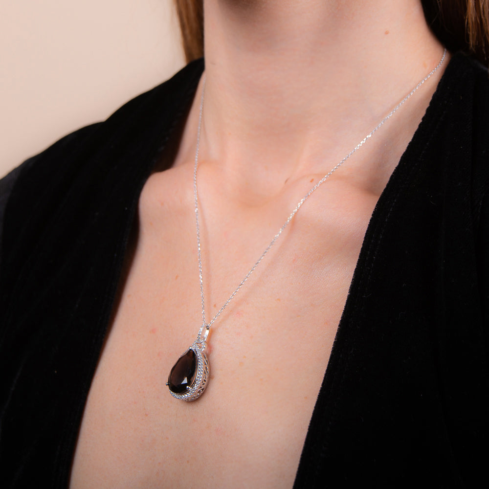 Pear Drop Smoky Quartz Necklace - H.AZEEM London