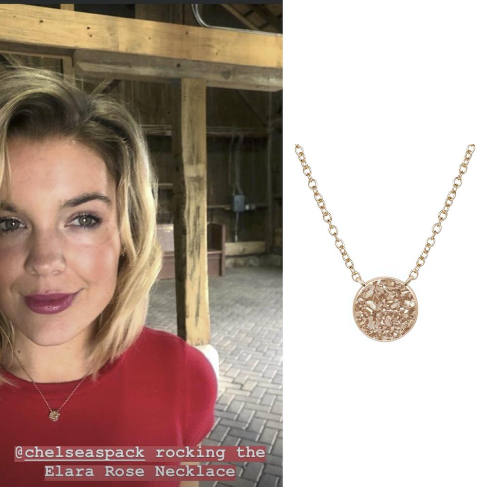 Chelsea Spack wears Elara Rose Gold Necklace by H.AZEEM