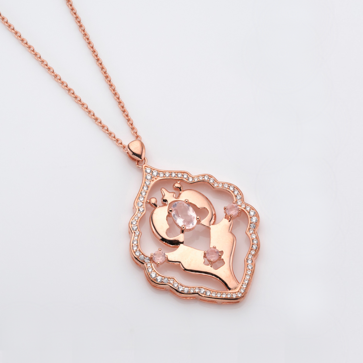 Iznik Rose Gold Rose Quartz Necklace