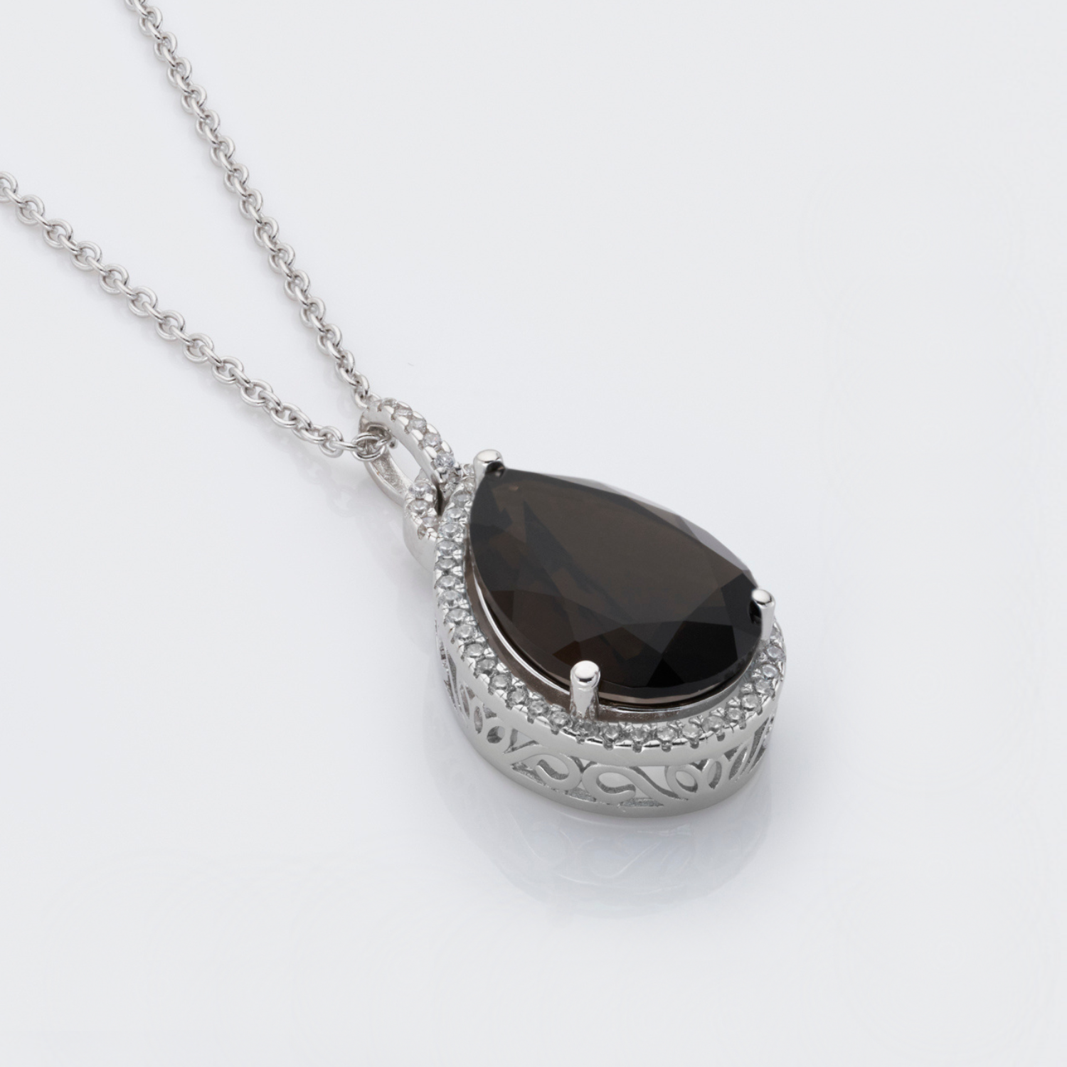 Pear Drop Smoky Quartz Necklace