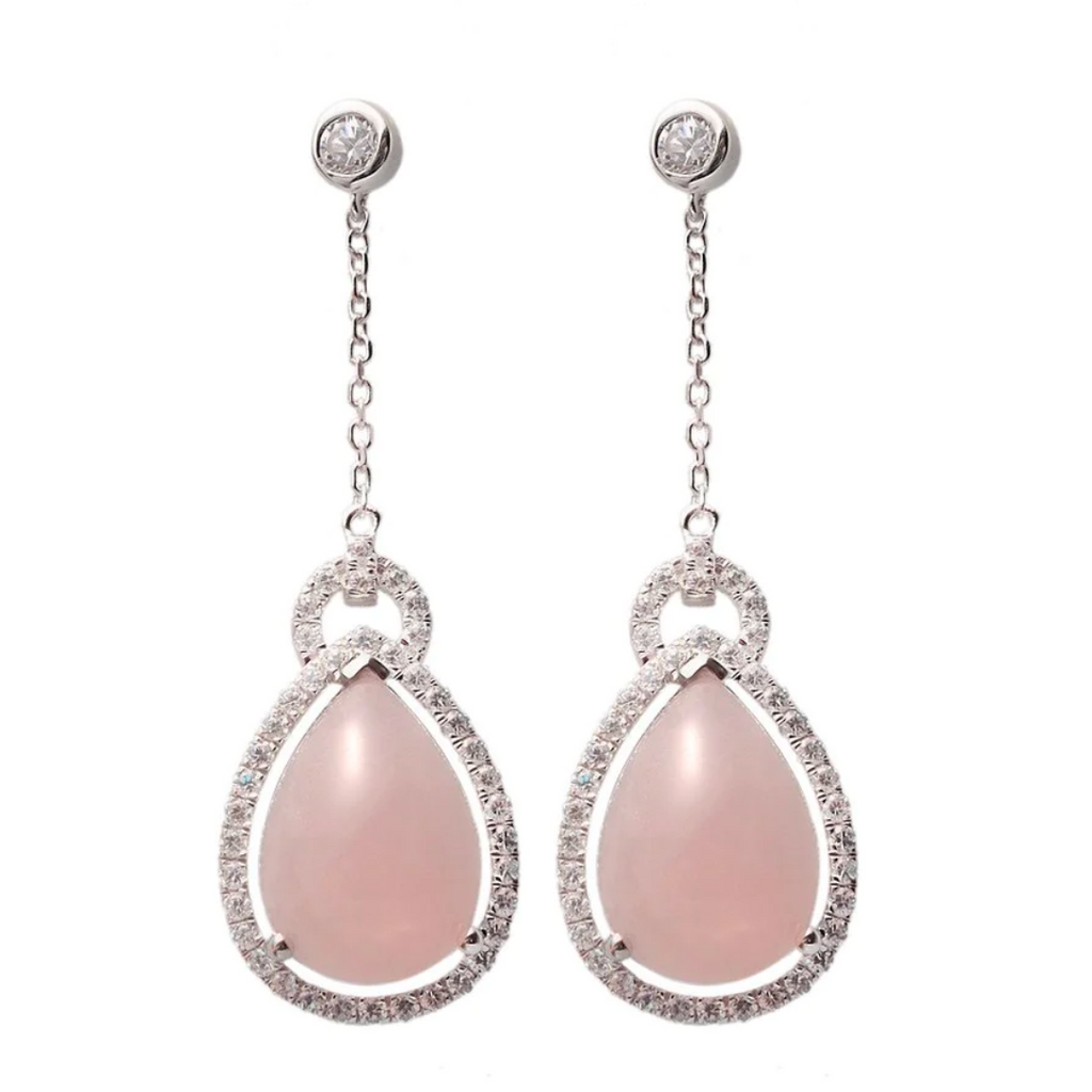 Pear Drop Rose Quartz Earrings