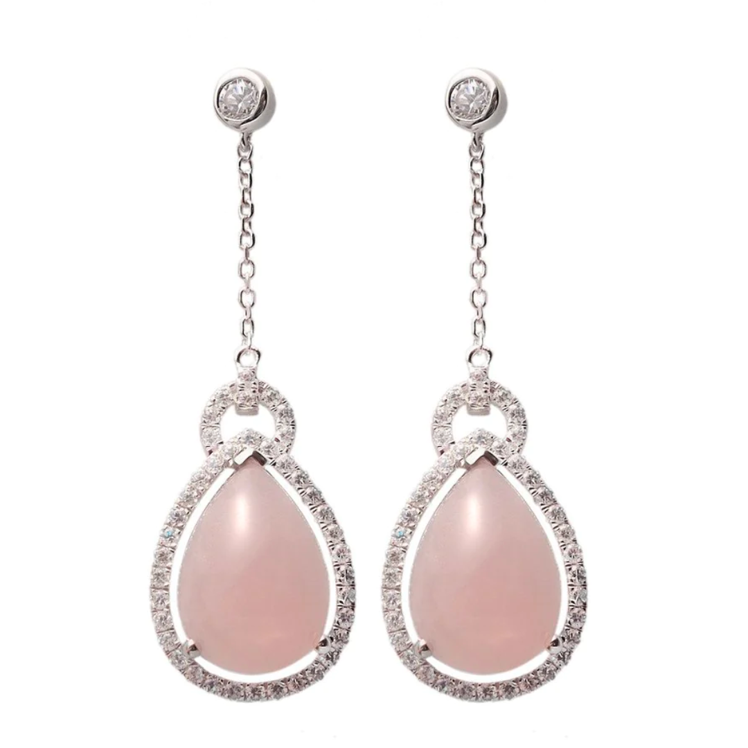 Pear Drop Rose Quartz Earrings