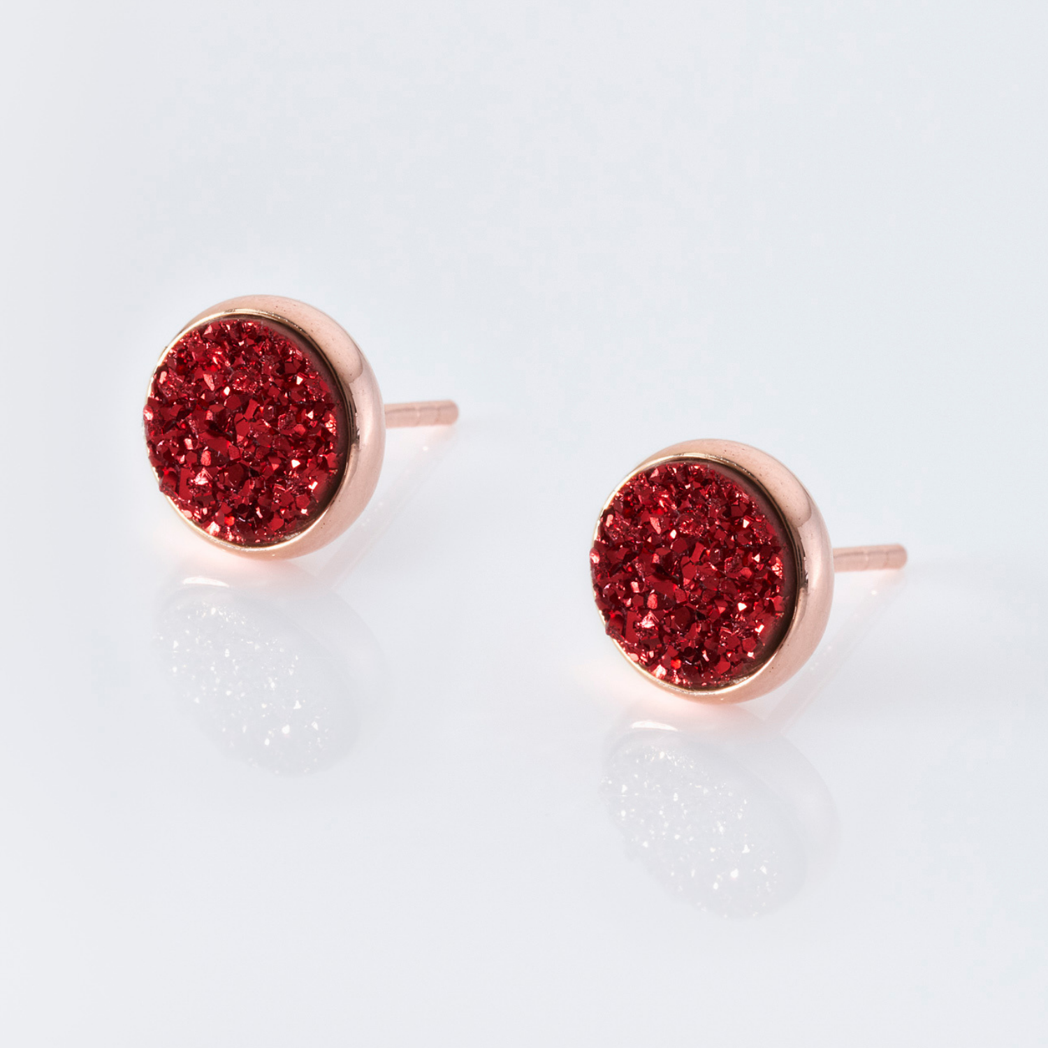 Elara Rose Gold Red Studs