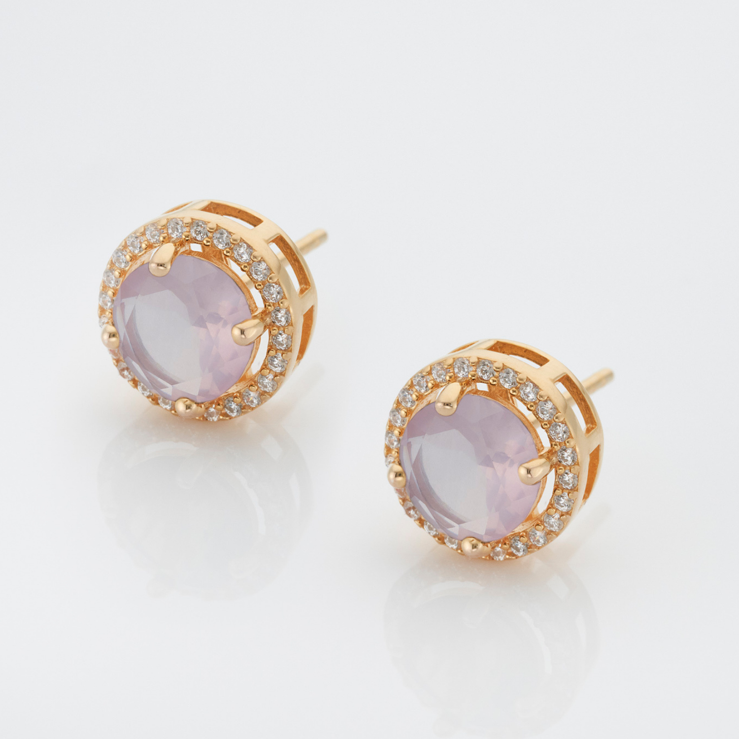 Royal Gold Rose Quartz Earrings