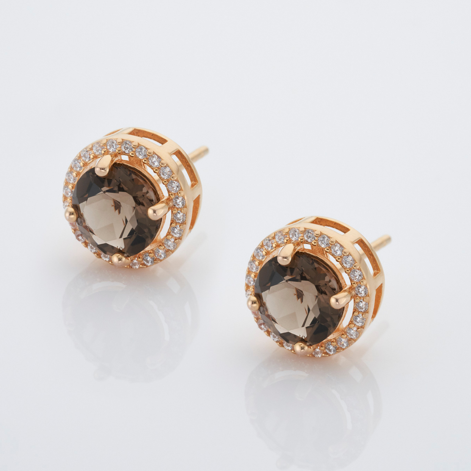 Royal Gold Smoky Quartz Earrings