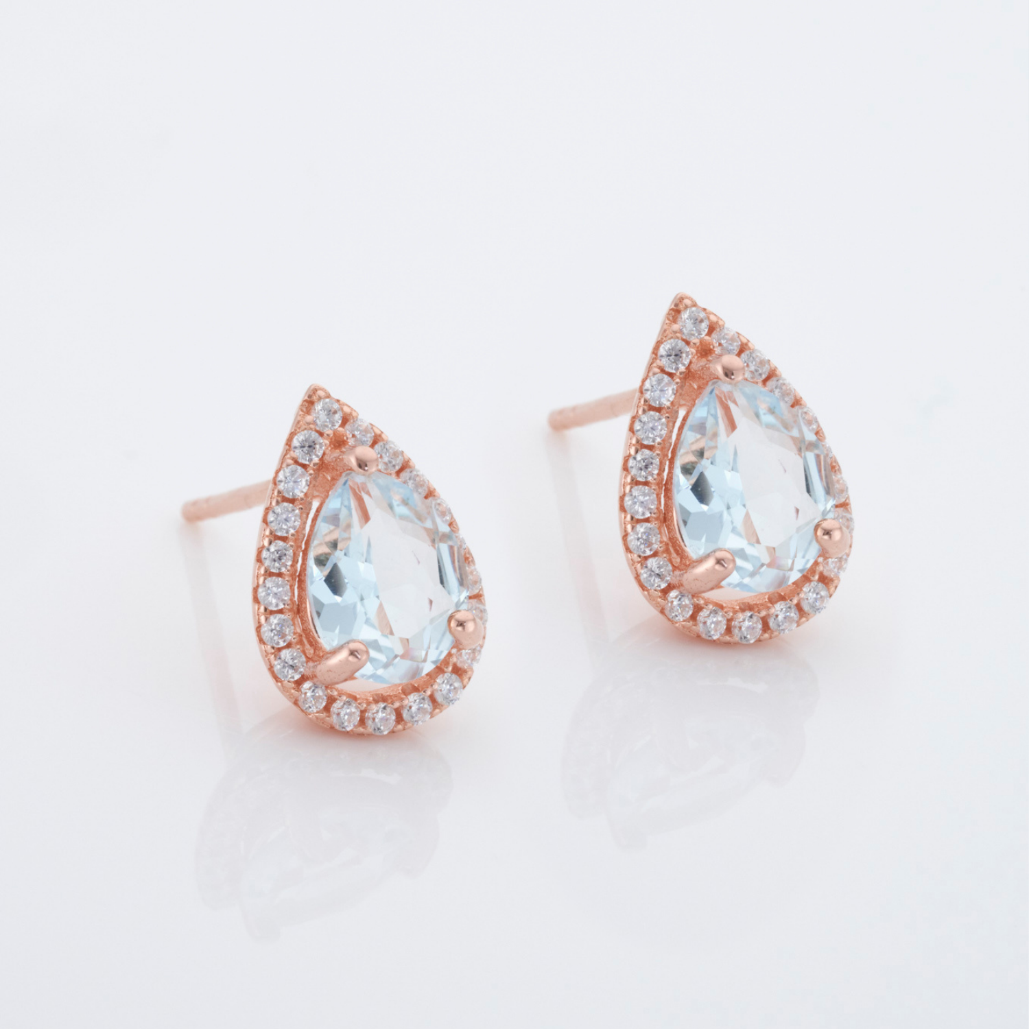 Luscious Blue Topaz Rose Gold Earrings