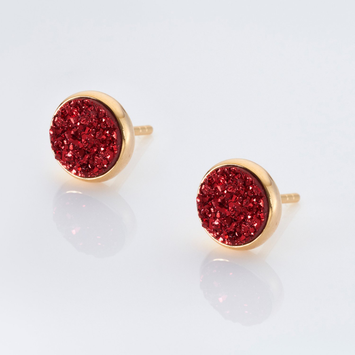 Elara Gold Red Studs