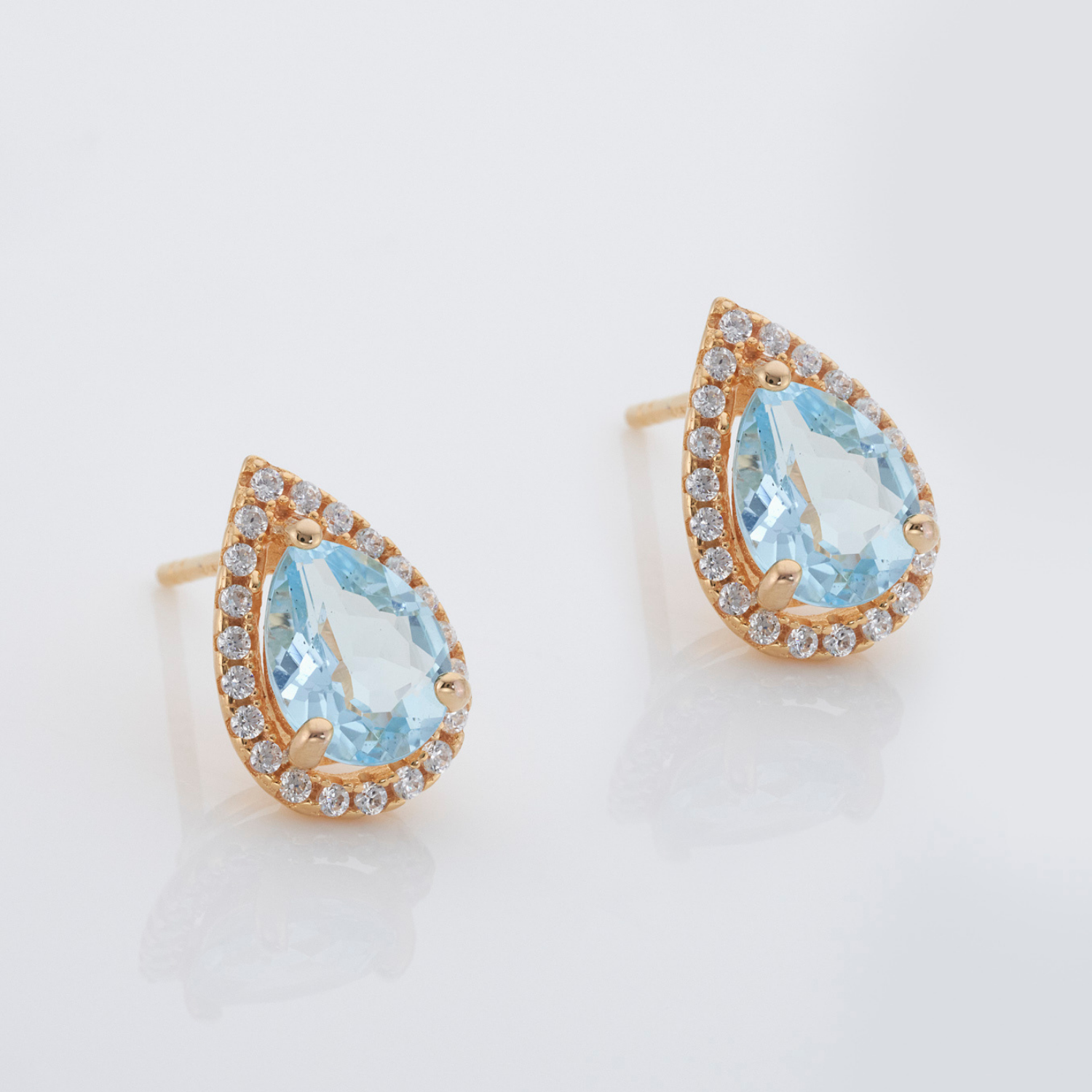 Luscious Blue Topaz Gold Earrings