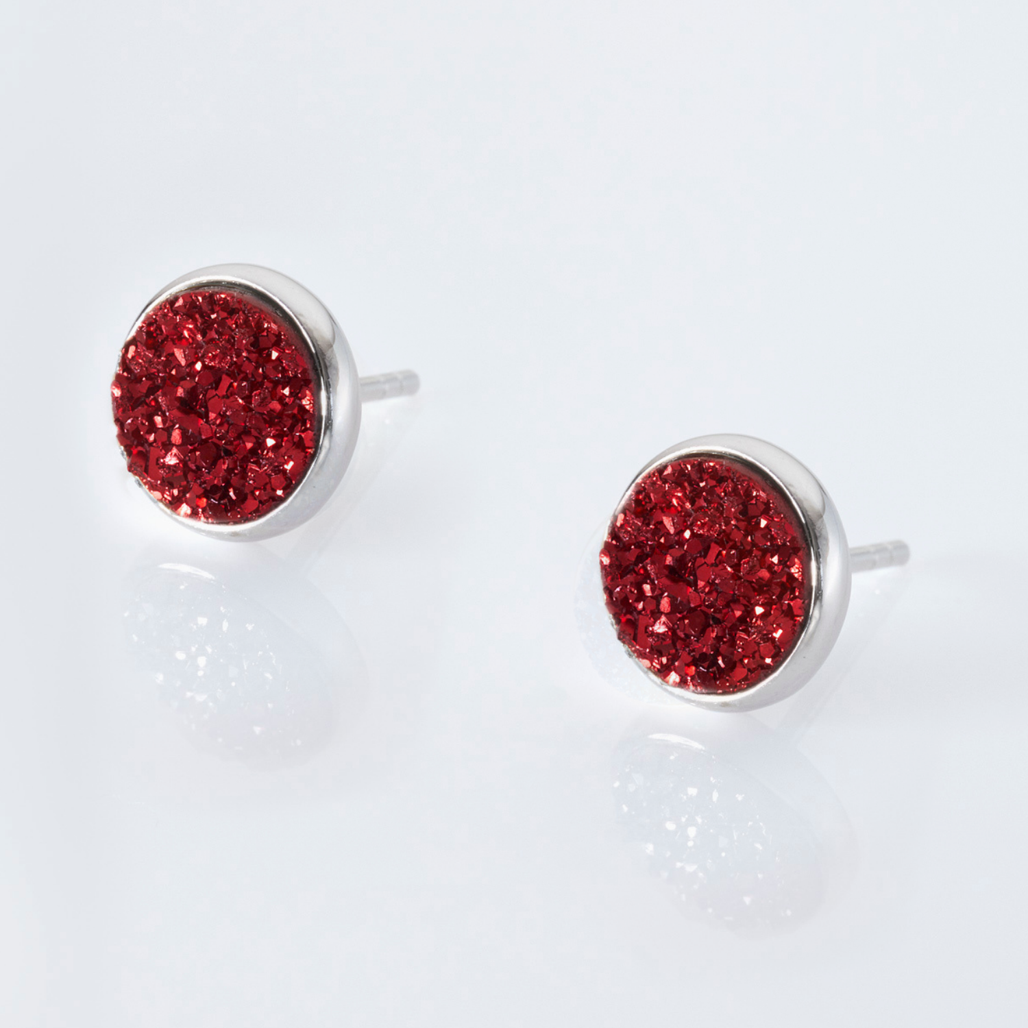 Elara Silver Red Studs