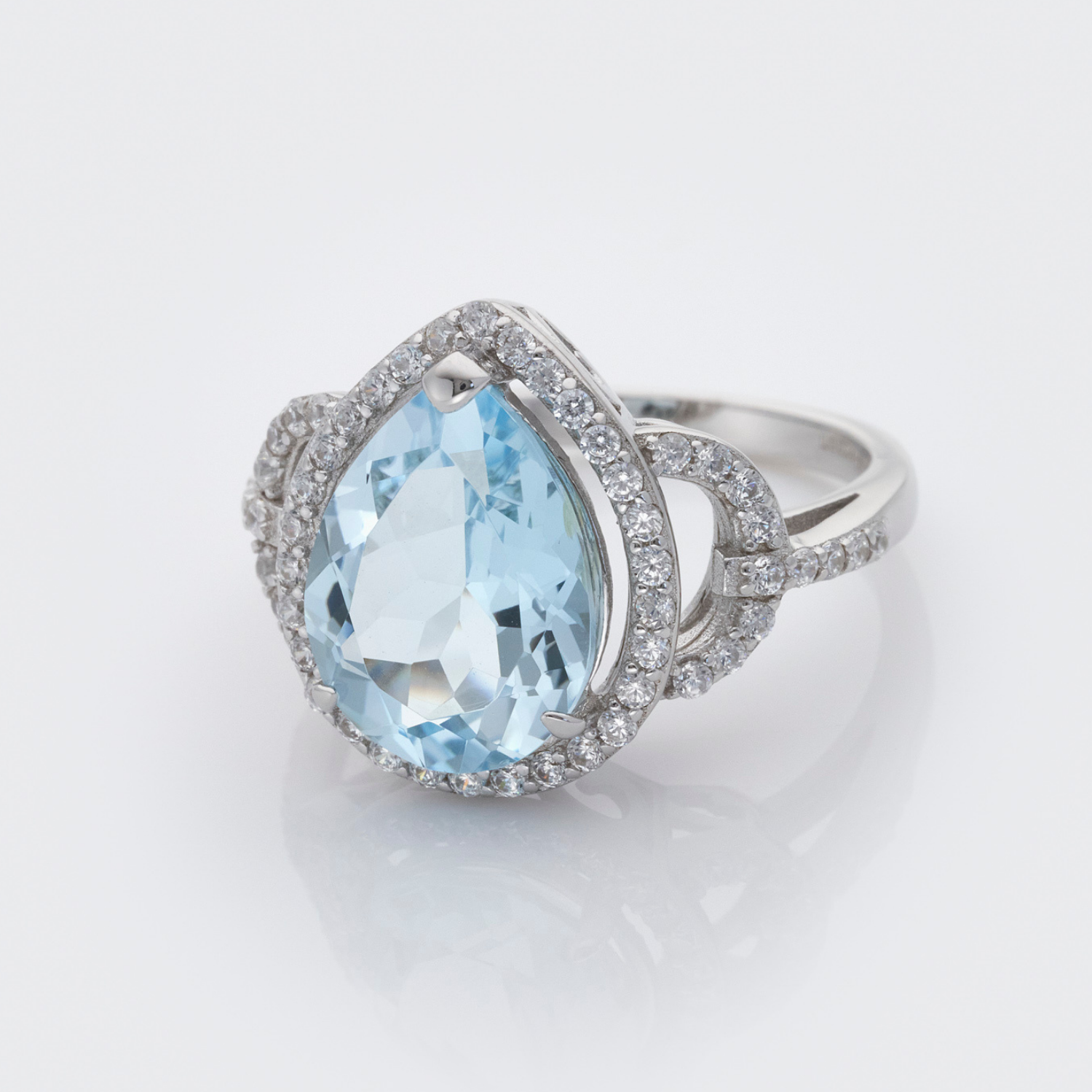 Pear Drop Blue Topaz Ring