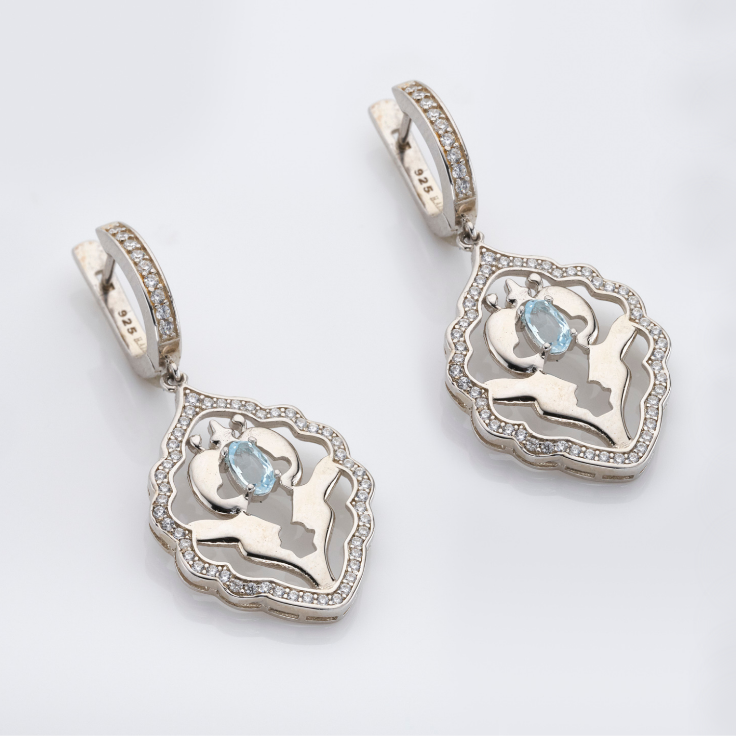 Iznik Silver Blue Topaz Earrings