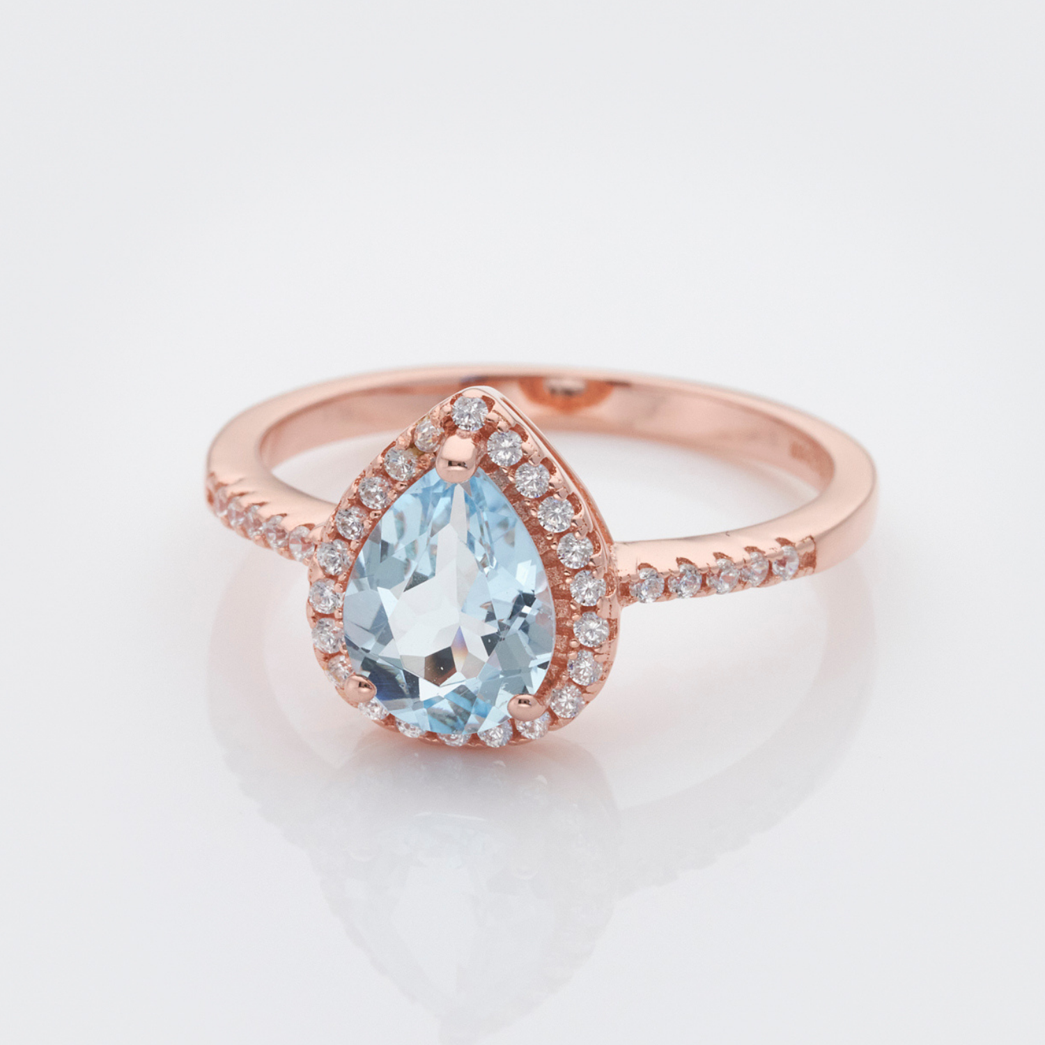 Luscious Blue Topaz Rose Gold Ring