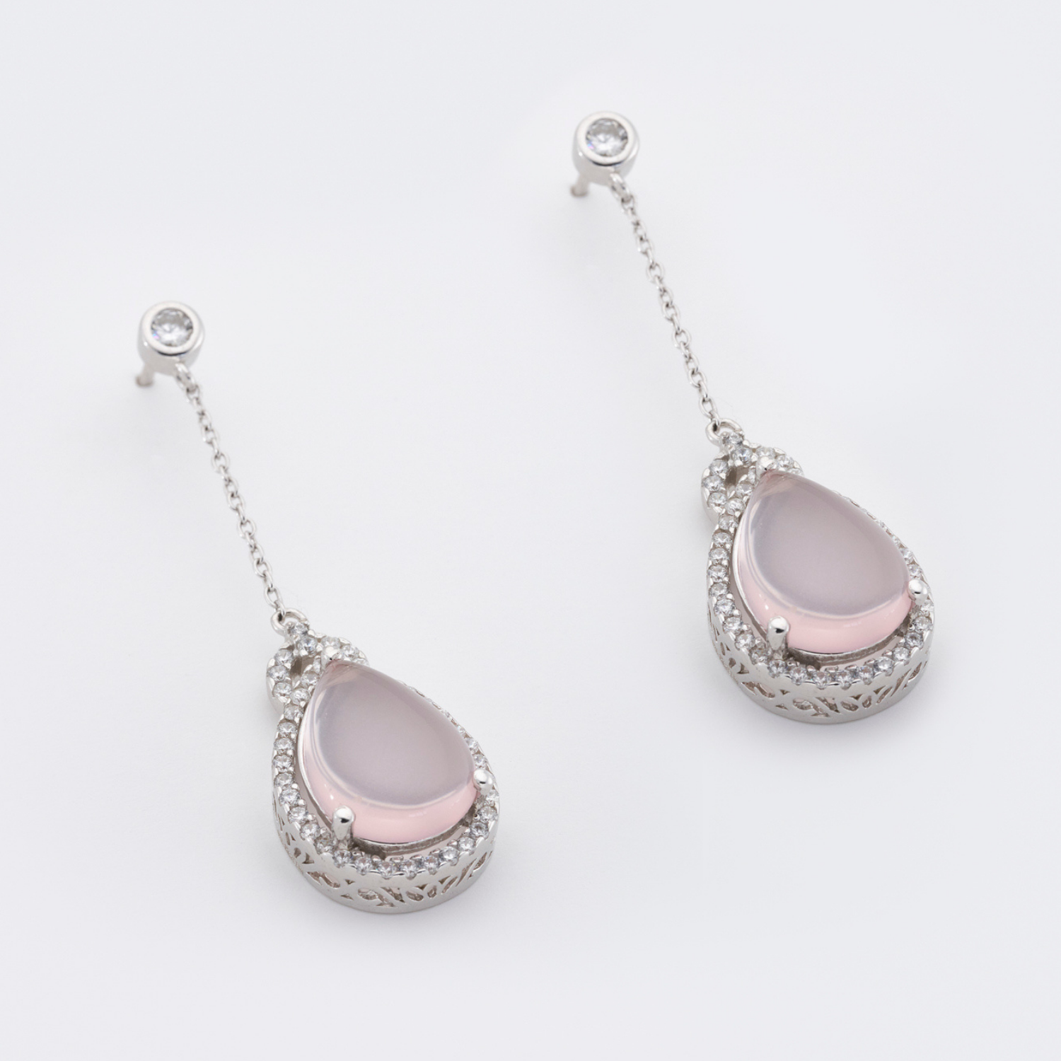 Pear Drop Rose Quartz Earrings