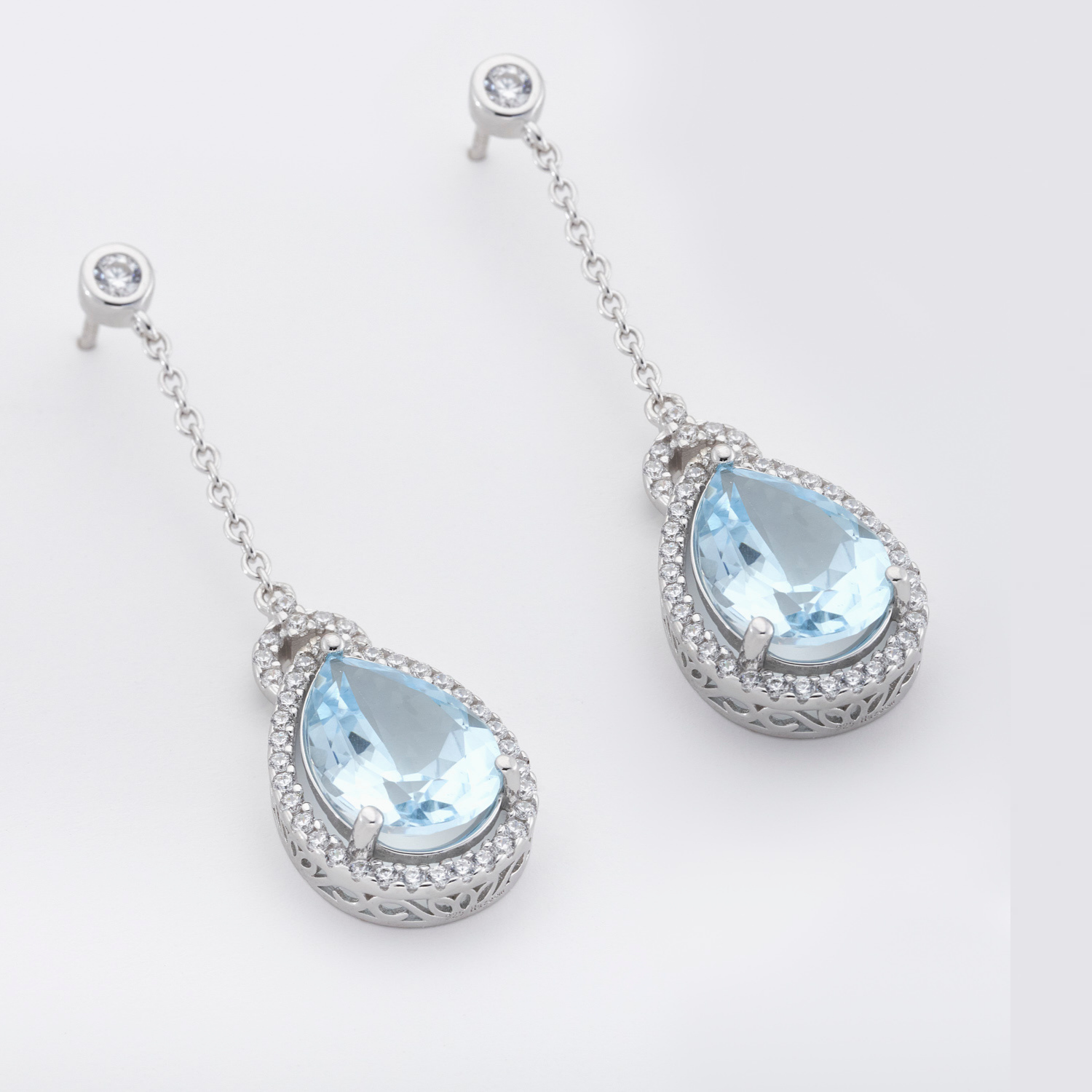 Pear Drop Blue Topaz Earrings