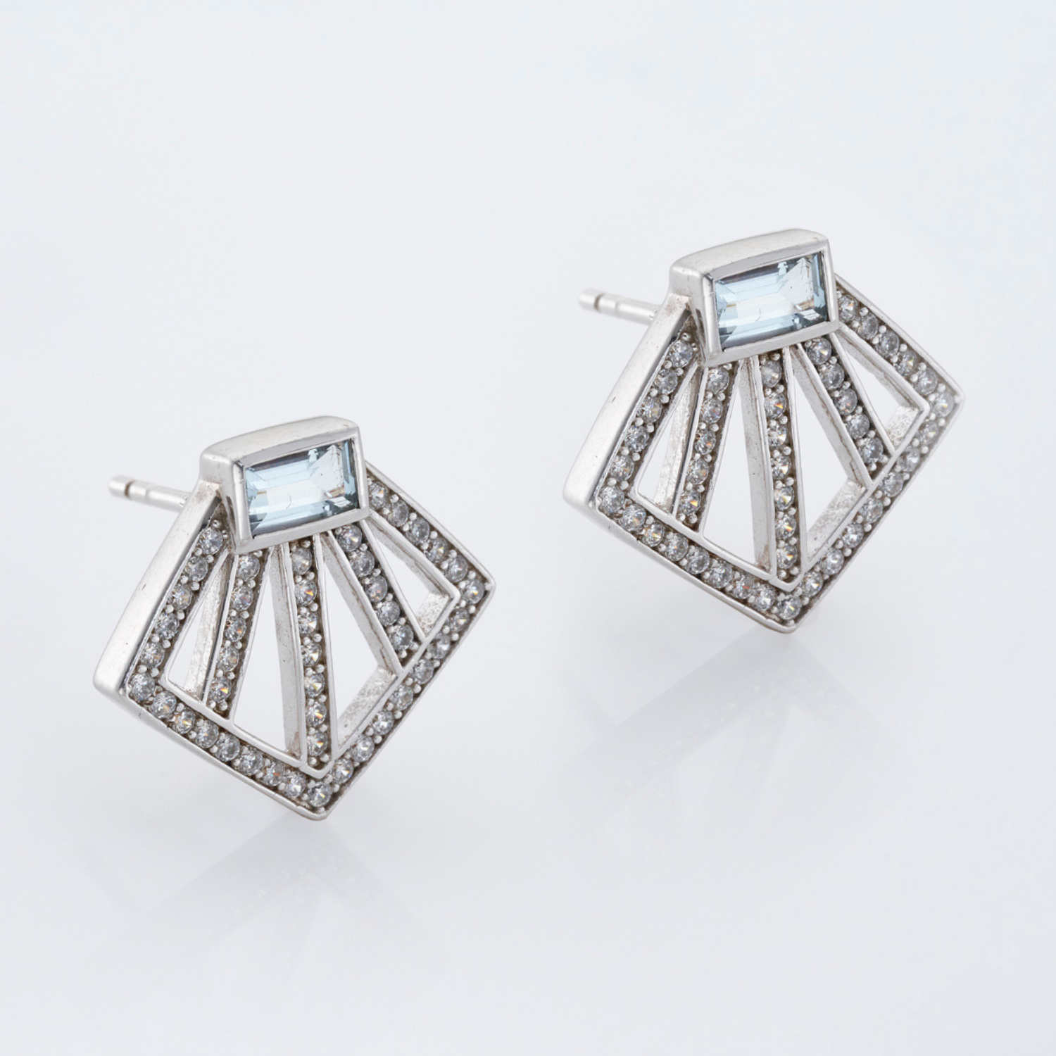 Sakura Fan Blue Topaz Earrings