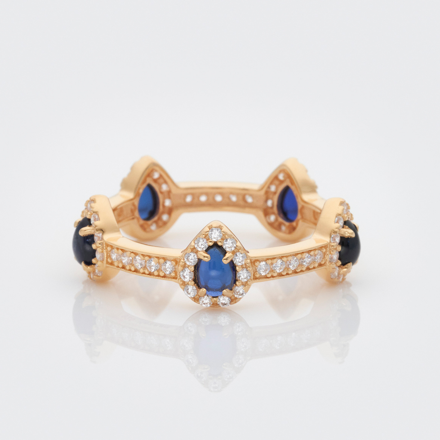 Pear Drop Gold Sapphire Stacking Ring