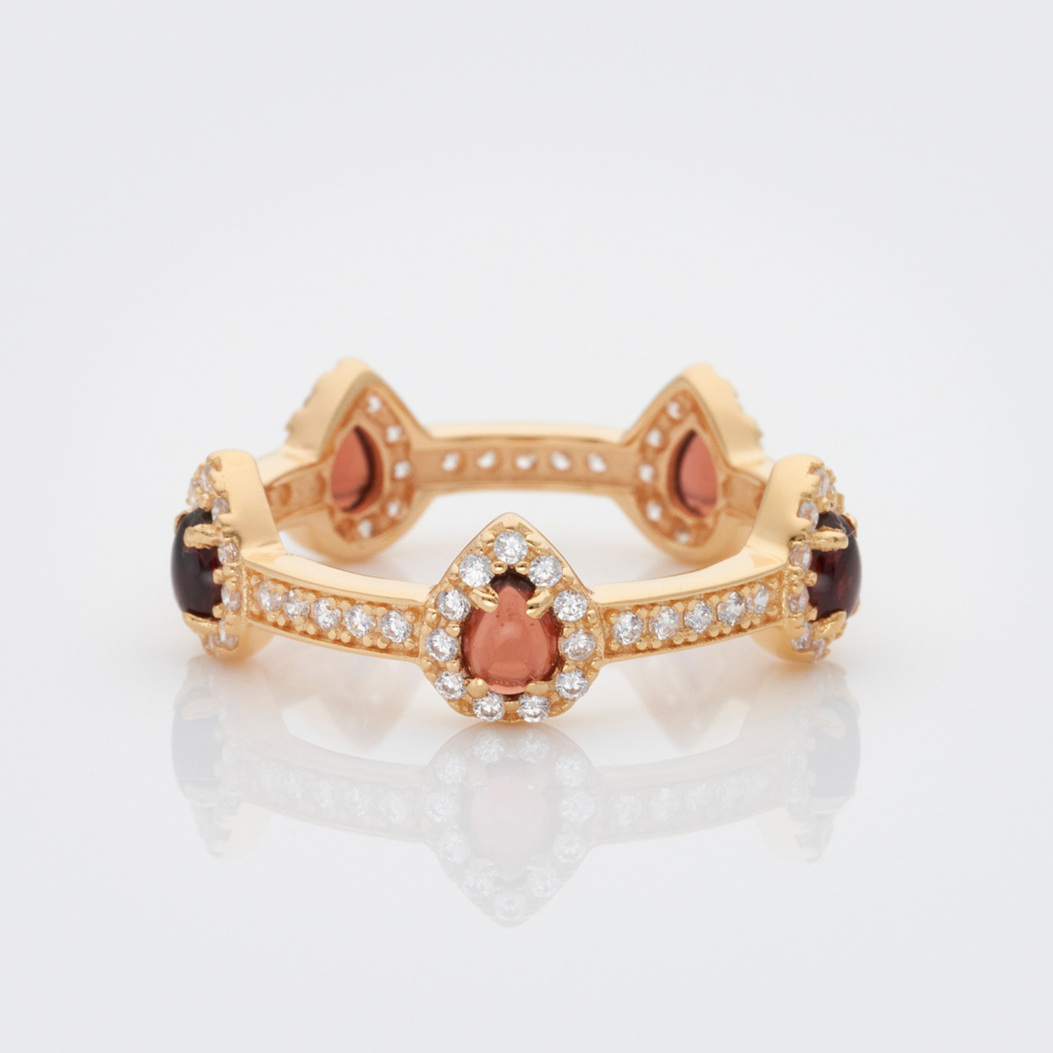 Pear Drop Gold Garnet Stacking Ring