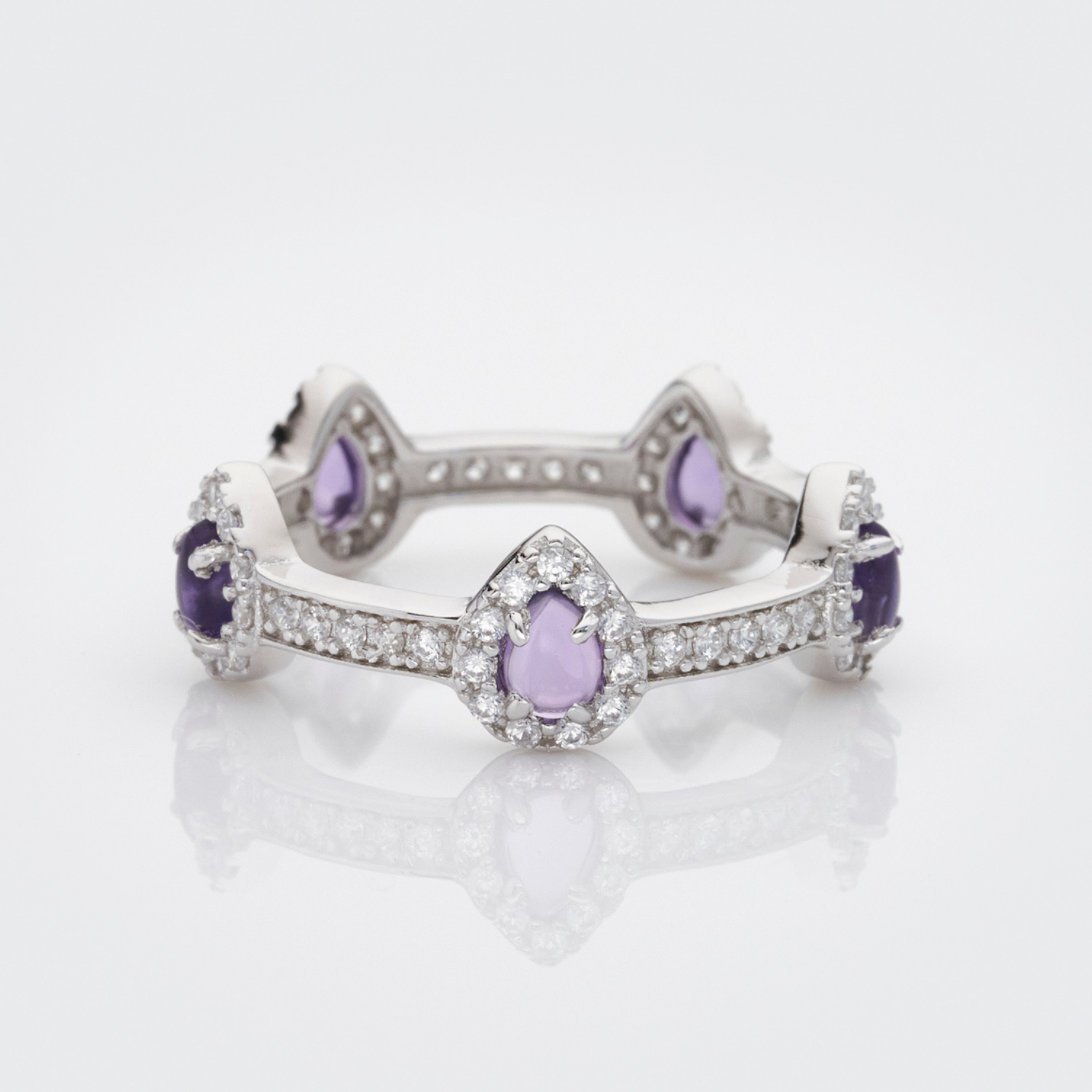 Pear Drop Amethyst Stacking Ring