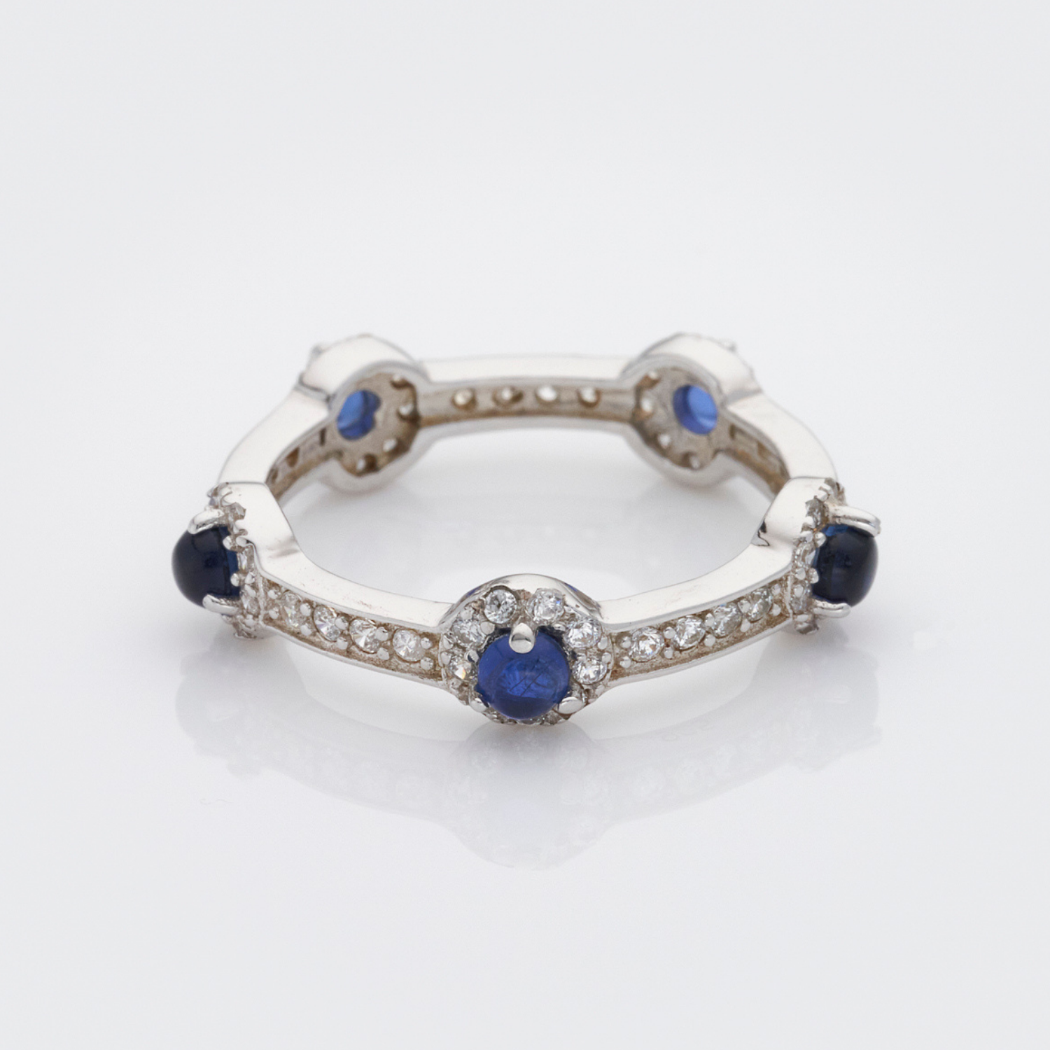 Sapphire Silver Stacking Stone Ring
