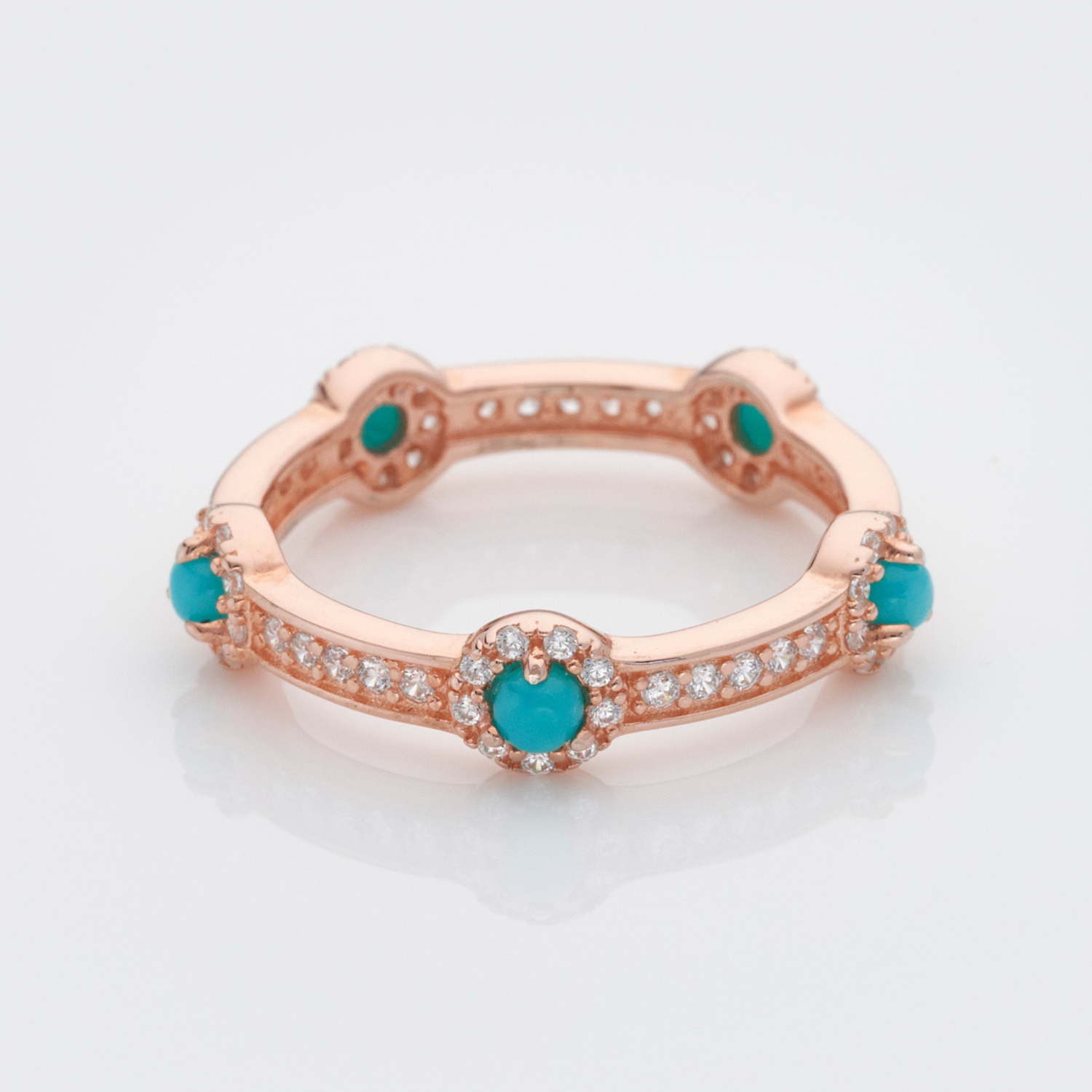 Turquoise Rose Gold Stacking Stone Ring
