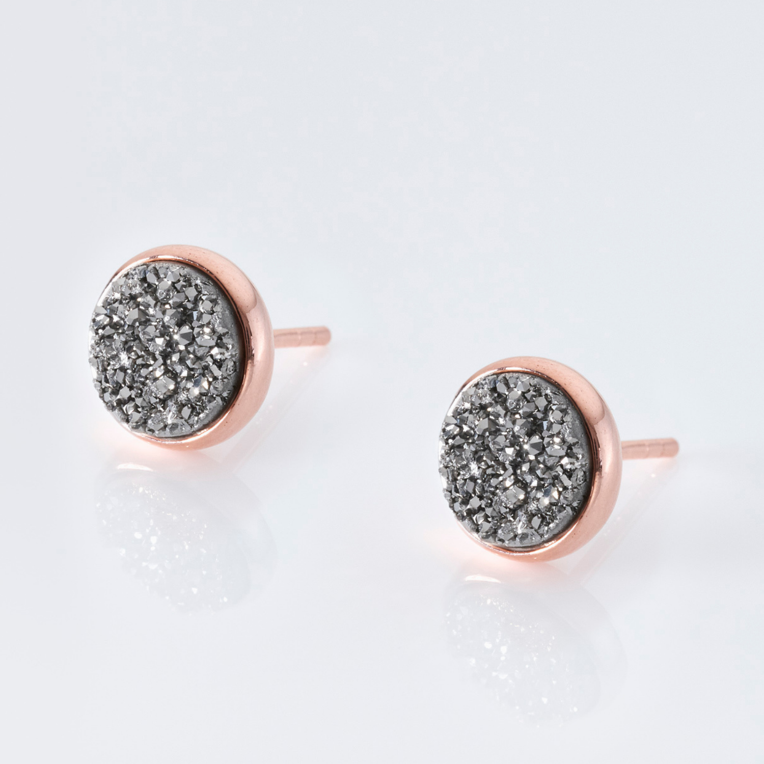 Elara Rose Gold Silver Studs