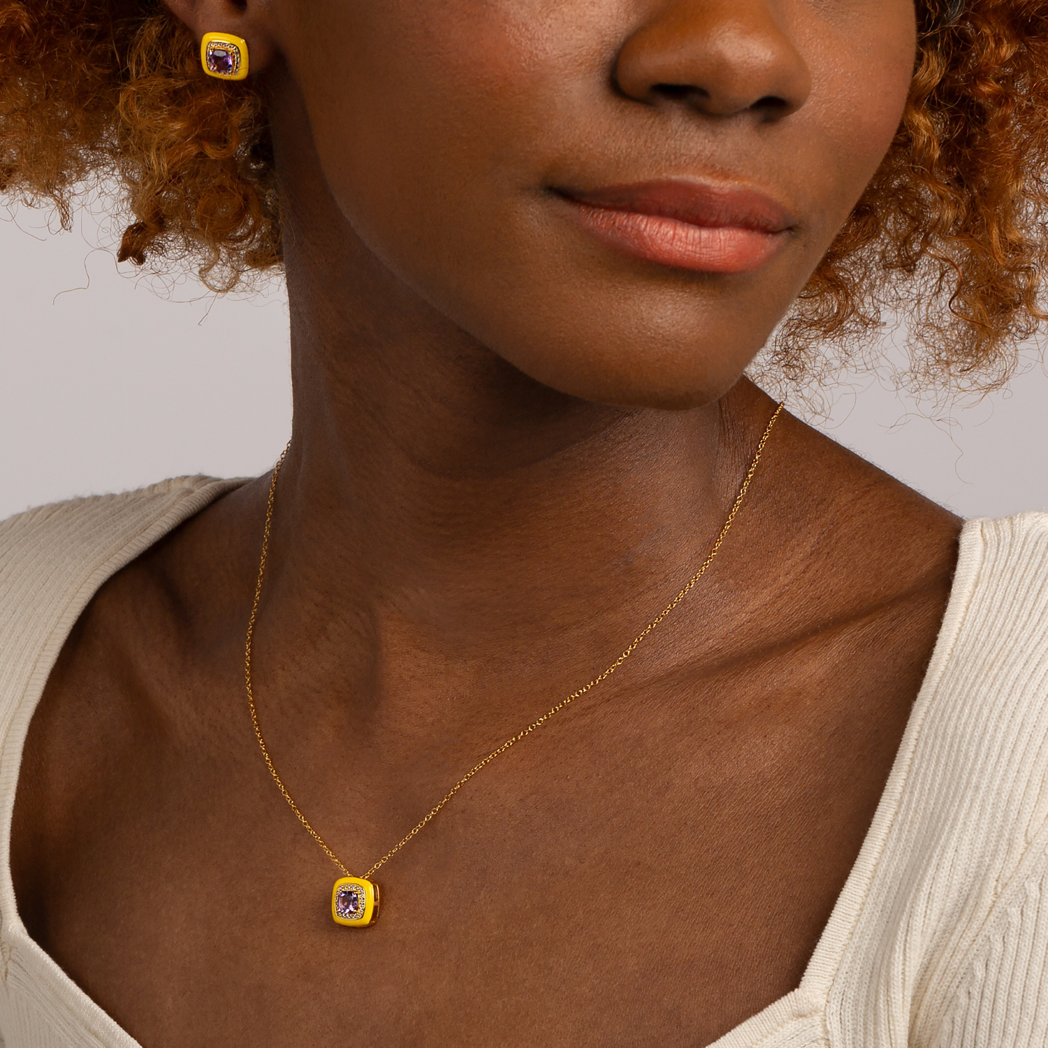 18k gold plated sterling silver Amethyst Necklace