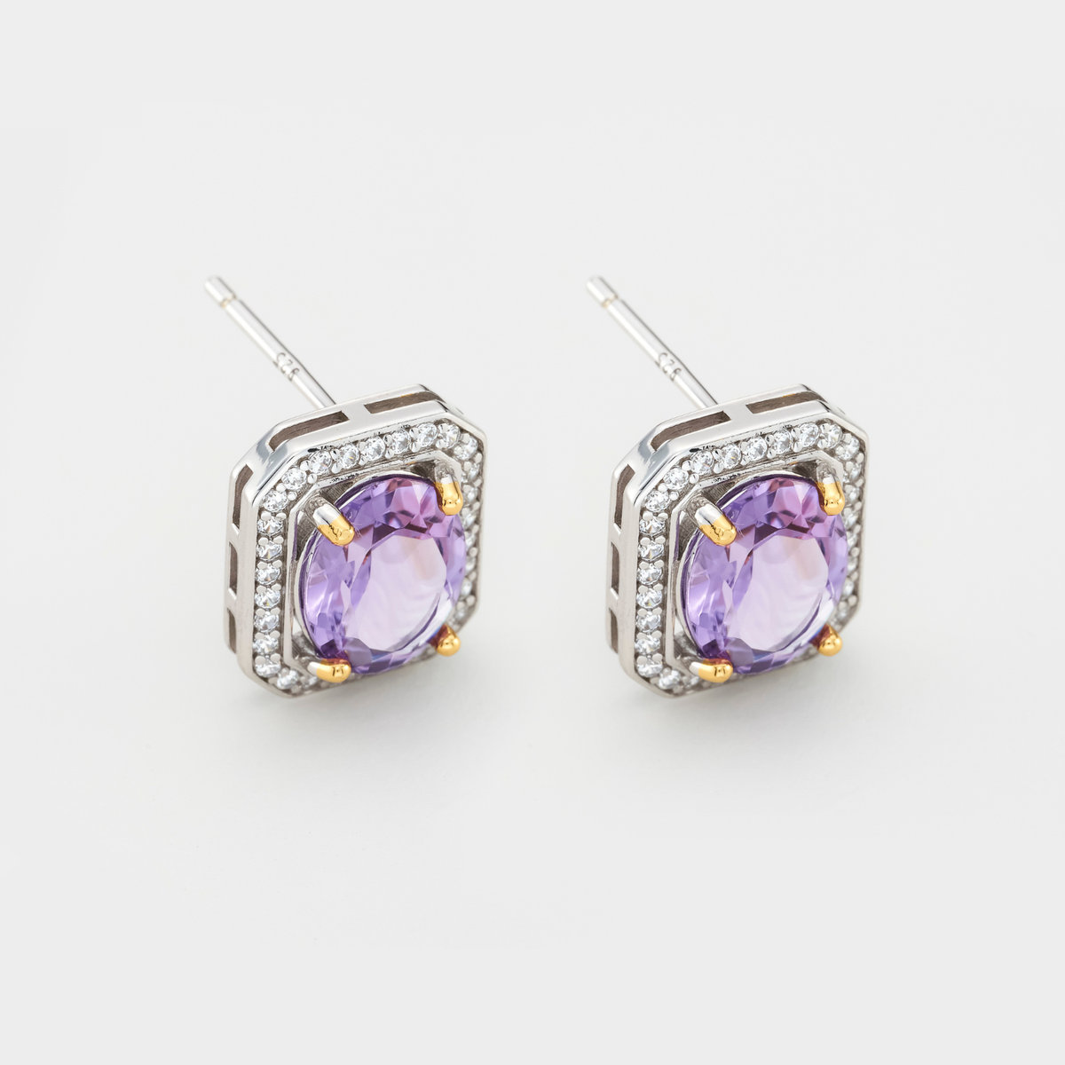925 sterling silver amethyst aphrodite earrings