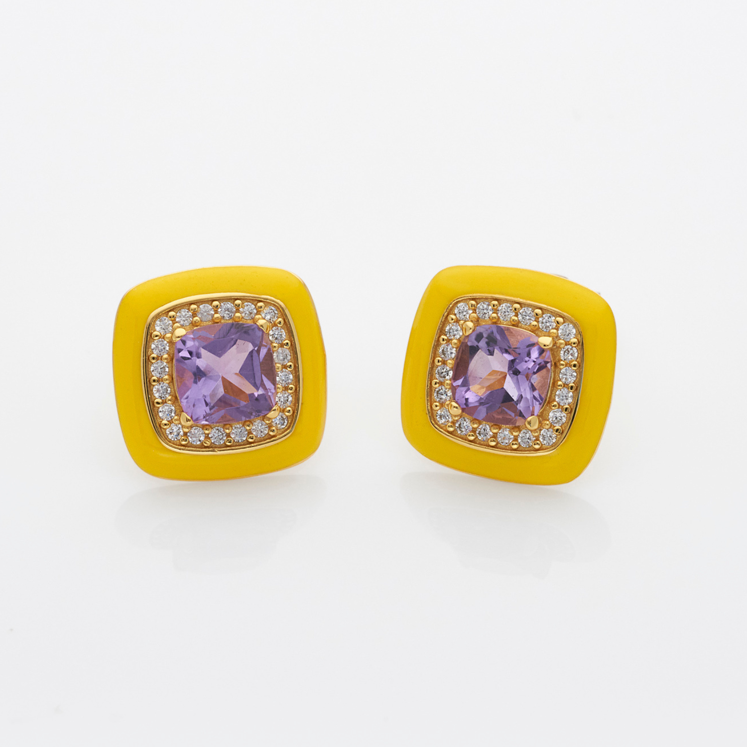 18k gold plated sterling silver Amethyst stud earrings