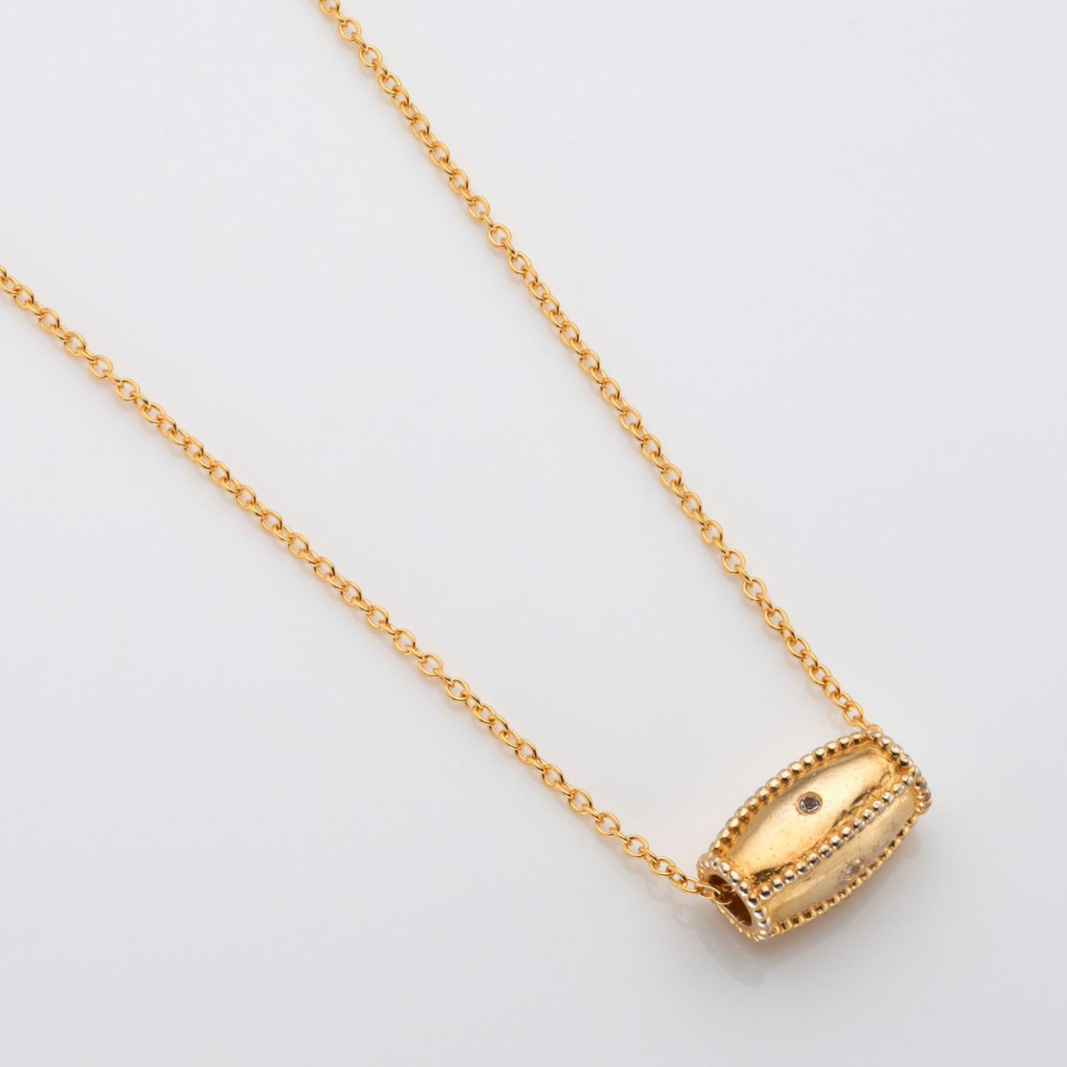 18k gold plated sterling silver gold blue topaz barrel pendant