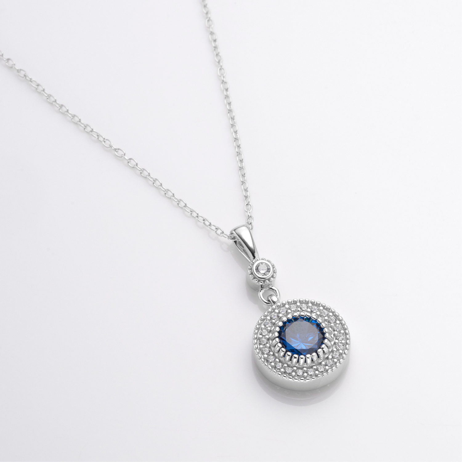 sterling silver cubic zirconia sapphire necklace