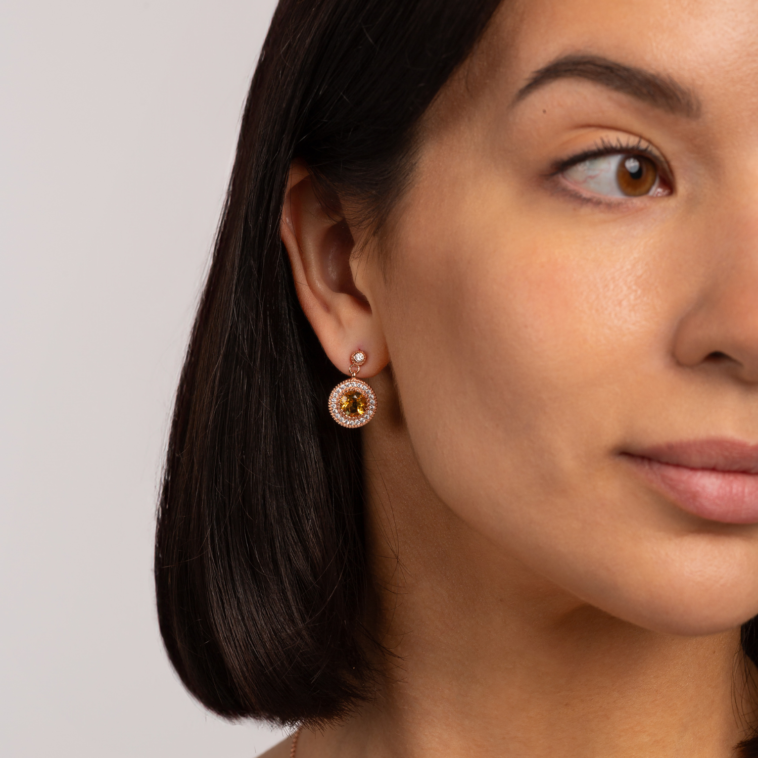 8k rose gold plated sterling silver Citrine earrings