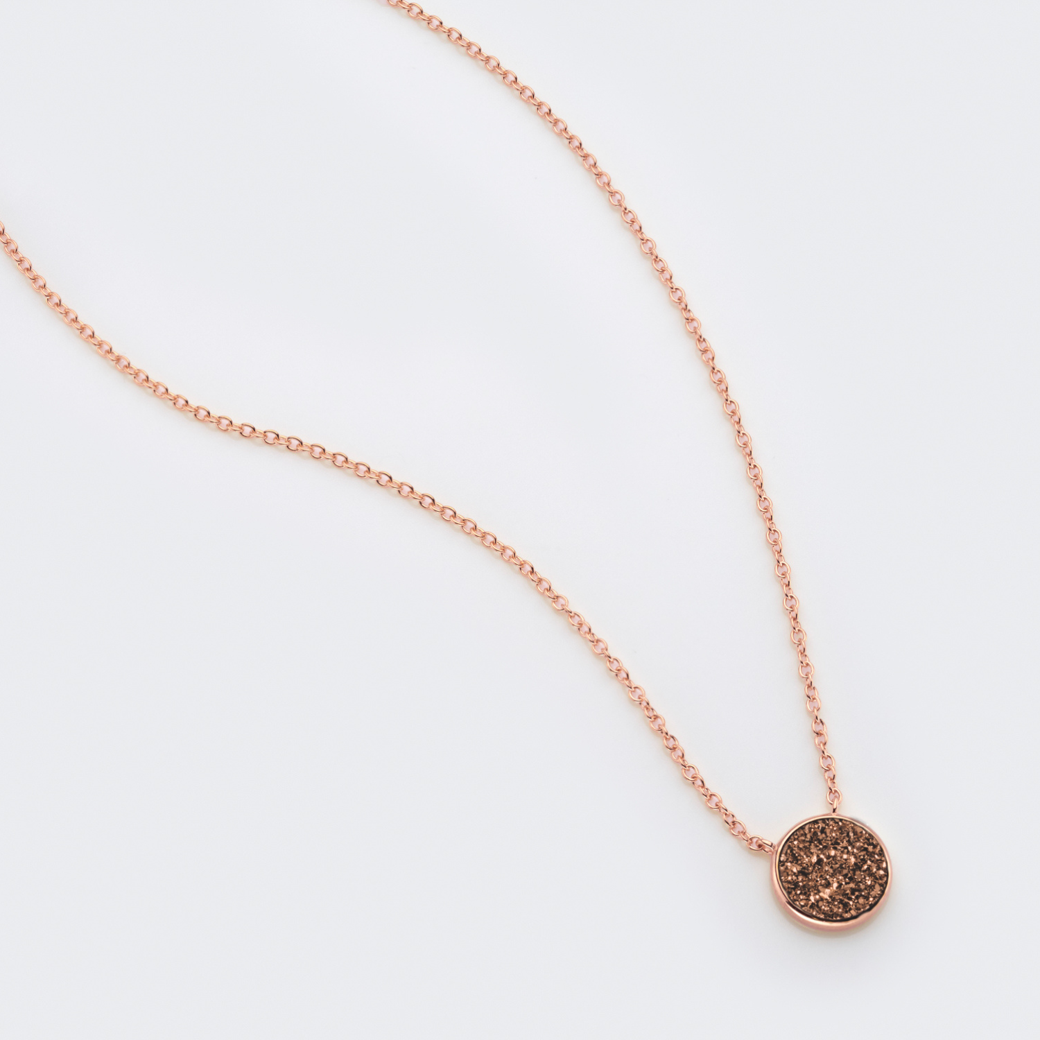 18k rose gold plated sterling silver Coffee Druzy necklace