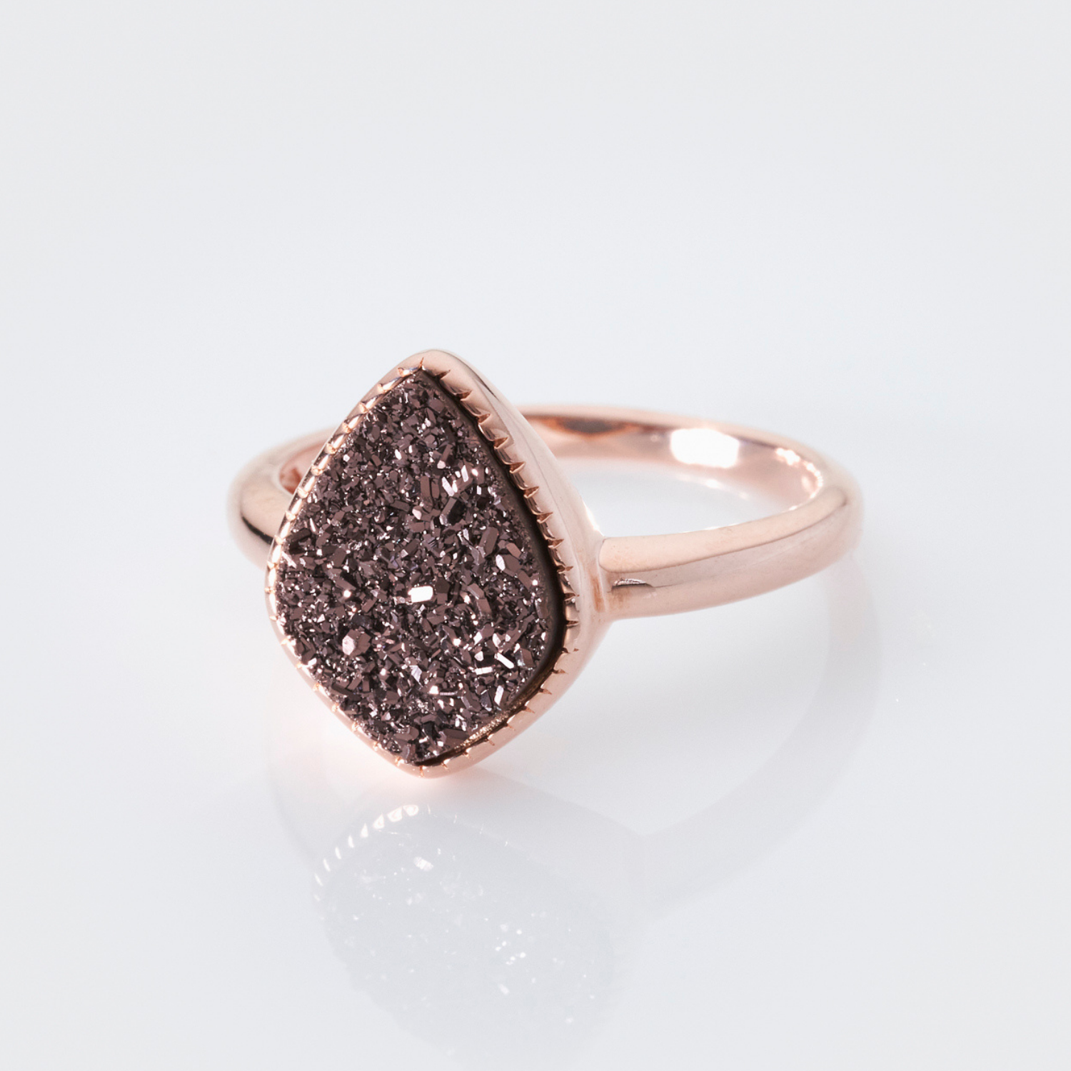 18k rose gold plated sterling silver Coffee Druzy ring